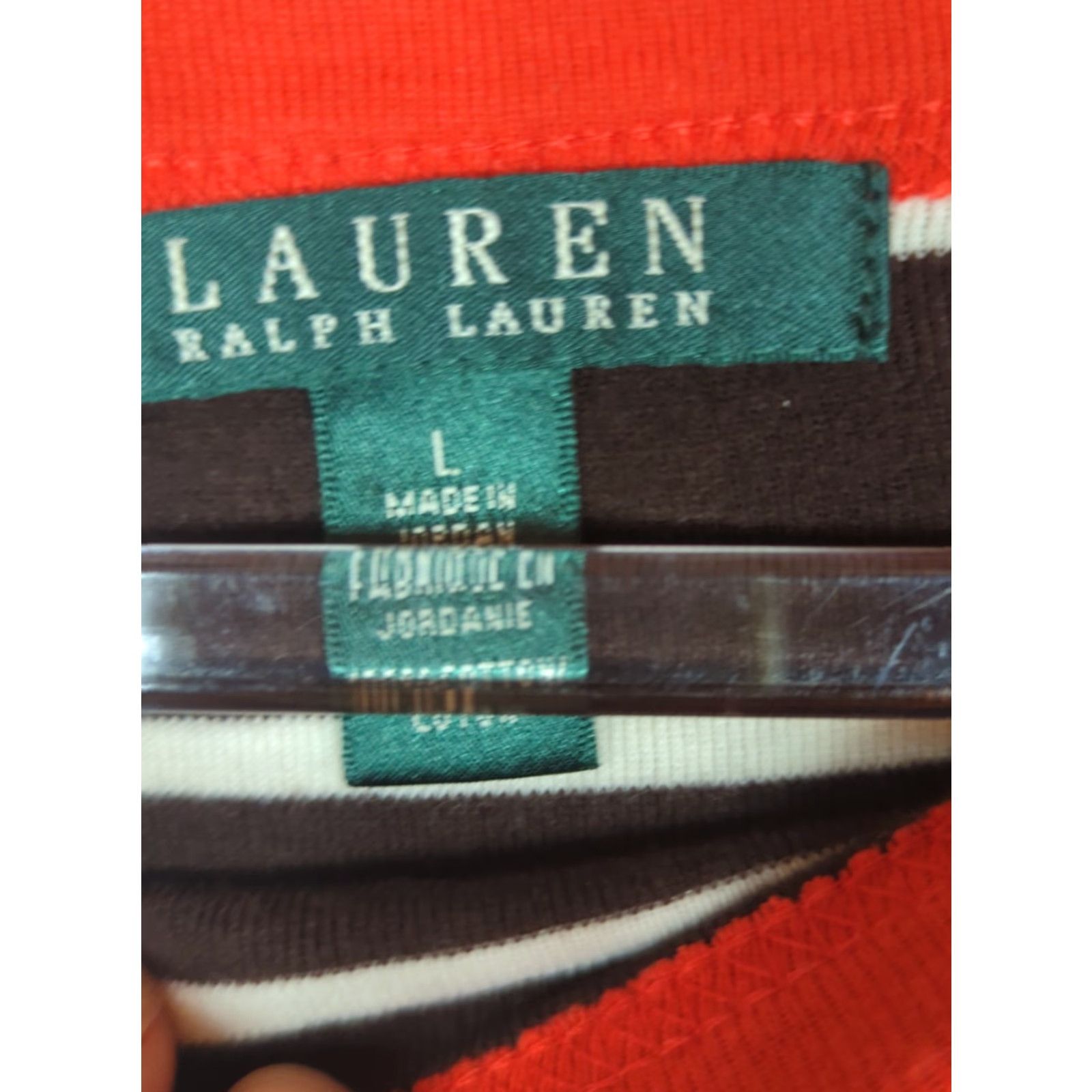 Ralph Lauren Lauren Ralph Lauren Womens Brown Striped Tee Shirt 3/4 Sleeve Boat Neck Sz L Mens Womens Girls Boys? Size L / US 10 / IT 46 - 3 Thumbnail