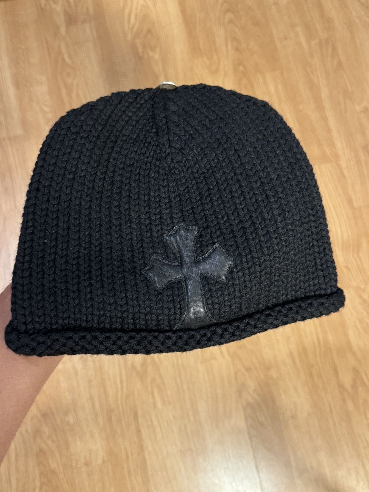 Chrome Hearts Chrome Hearts Black Cashmere Black Cross Patch Beanie Size ONE SIZE - 2 Thumbnail