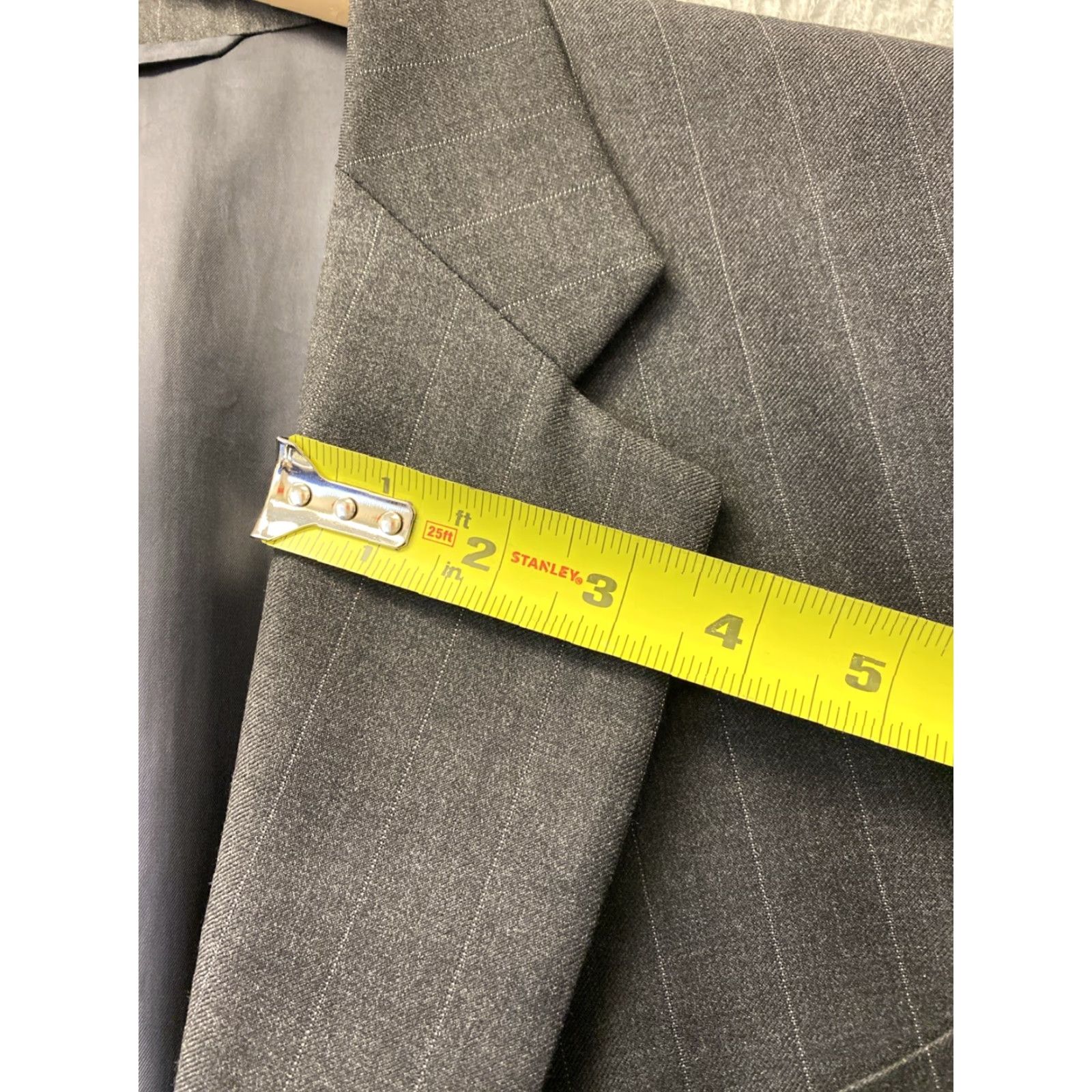 Vintage Hickey Freeman 100% Wool Suit Blazer Size 43R Gray Striped Mens Size 46R - 6 Thumbnail