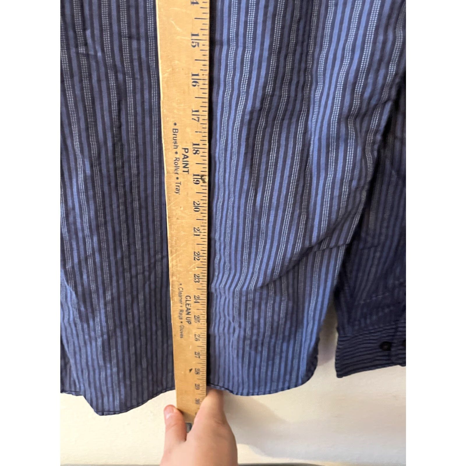 Express VINTAGE EXPRESS Dress Shirt Blue Striped 100% Cotton Regular Fit Sz Small Mens Vintage Modern Shirt Size 36R - 4 Thumbnail