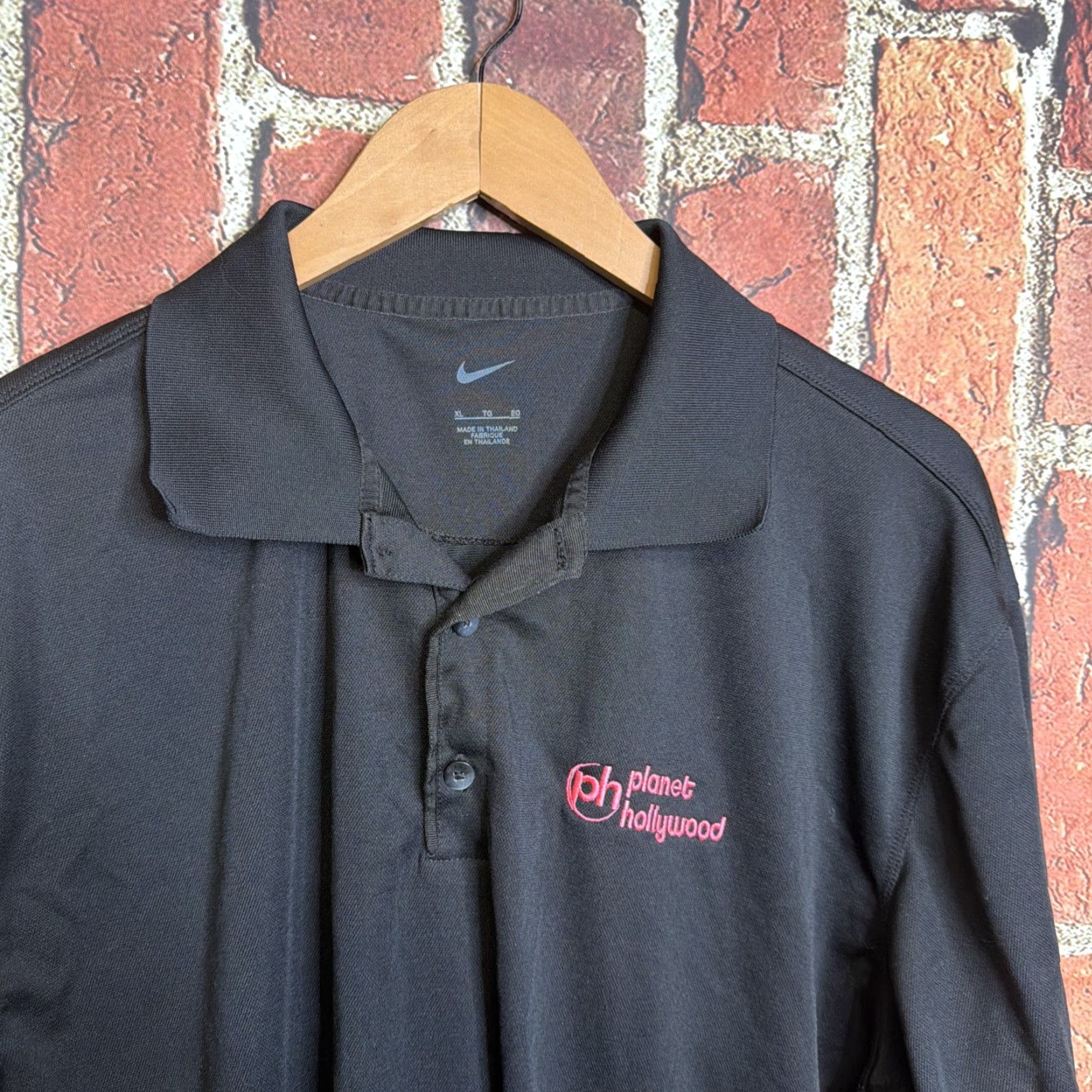 Nike VINTAGE Nike Polo Golf Mens Planet Hollywood Shirt XL Black Pink Size US XL / EU 56 / 4 - 2 Thumbnail