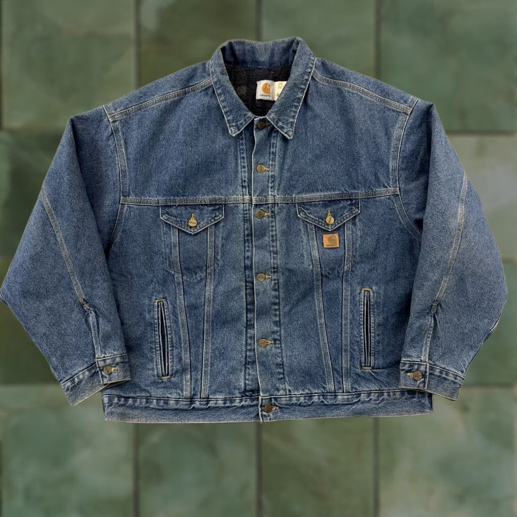 Carhartt VINTAGE Carhartt Denim Trucker Jacket Men’s 2XL Blue JB0998 Blanket Lined 90s Size US XXL / EU 58 / 5 - 1 Thumbnail