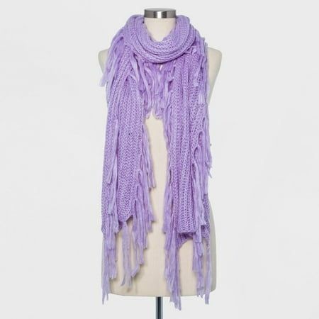 Other Hand-Knitted Lavender Fringe Scarf Soft Acrylic Winter Fashi Size ONE SIZE - 1 Thumbnail