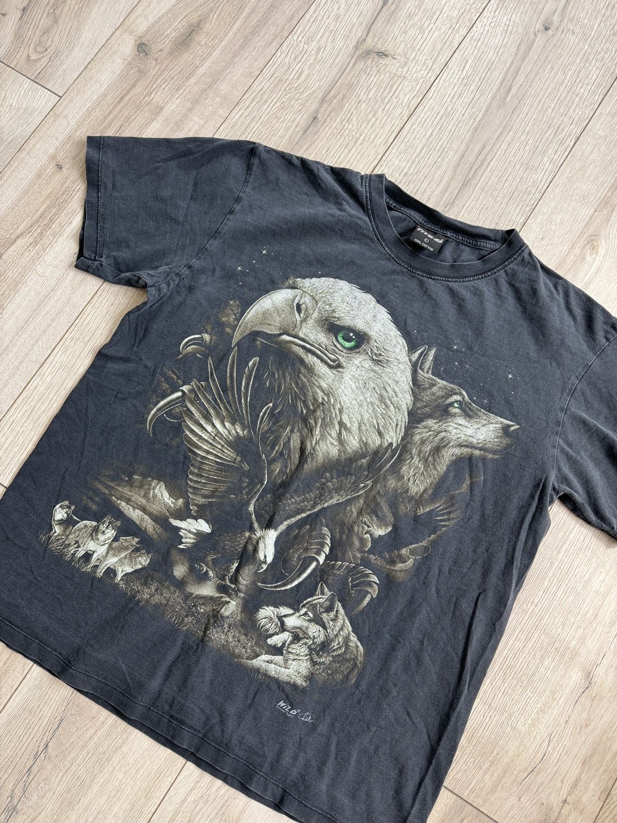 Vintage Vintage 90's Eagles Wild Black Zip Hoodie Rock overprint Size US L / EU 52-54 / 3 - 2 Thumbnail