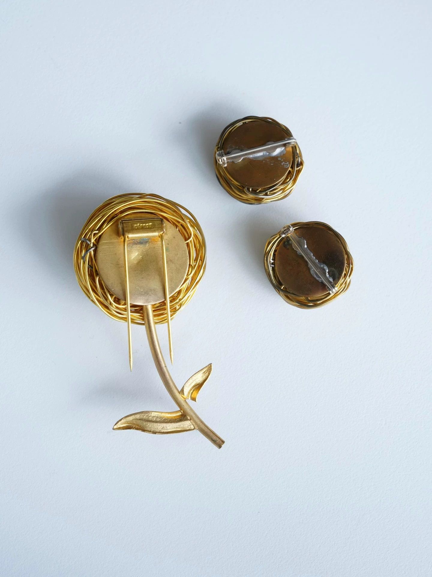 Other Roger Jean Pierre Handmade Nest Amber Crystal Flower Brooch Size ONE SIZE - 6 Thumbnail