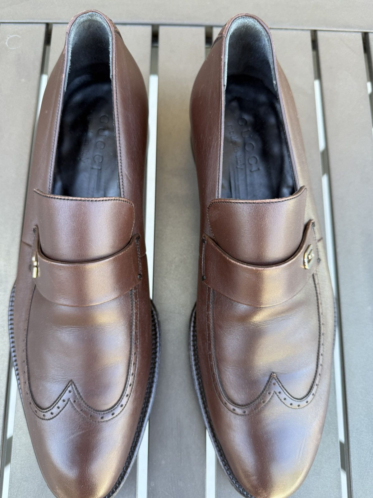 Gucci Gucci Brown Leather Wingtip Loafers Made in Italy Size 7.5 Size US 7.5 / EU 40-41 - 1 Thumbnail