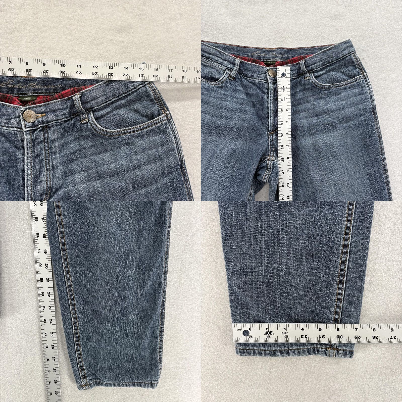 Eddie Bauer Eddie Bauer Jeans Womens 8 Flannel Lined Straight Mid Rise Button Fly Blue Denim 5-Pocket Size 30" / US 8 / IT 44 - 8 Thumbnail