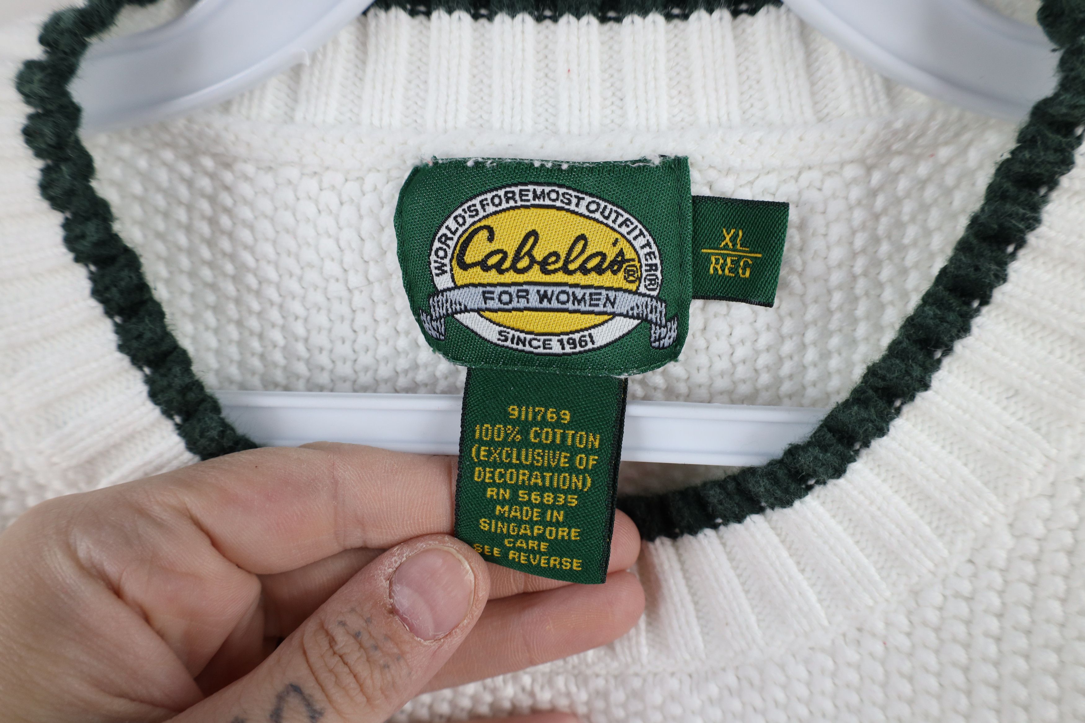 Cabelas × Vintage Vintage 90s Cabelas Christmas Thermal Knit Crewneck Sweater Size XL / US 12-14 / IT 48-50 - 6 Thumbnail