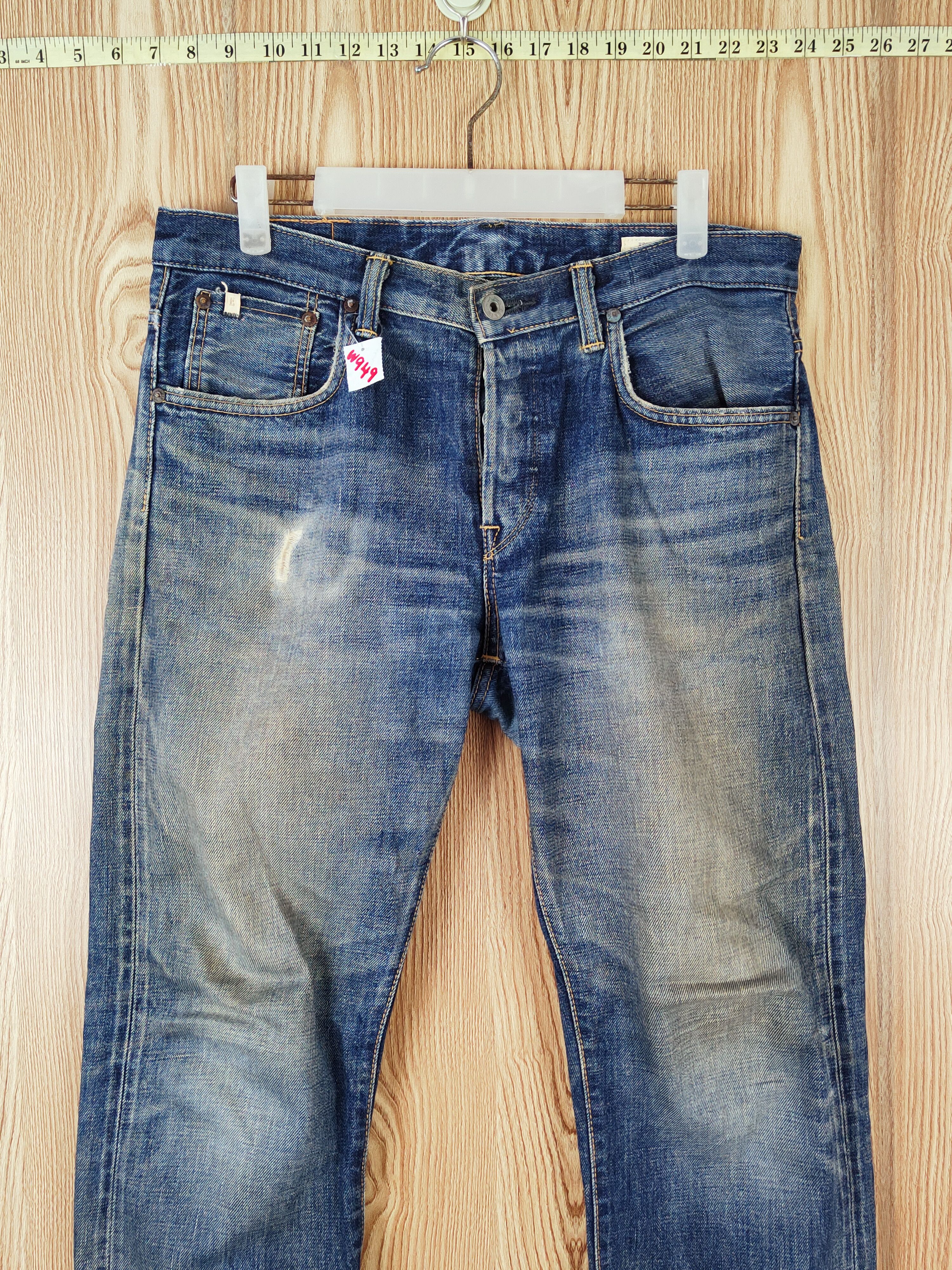 Edwin Edwin japan denim Dark Blue Distressed Ripped Jeans #W949 Size US 31 - 2 Thumbnail