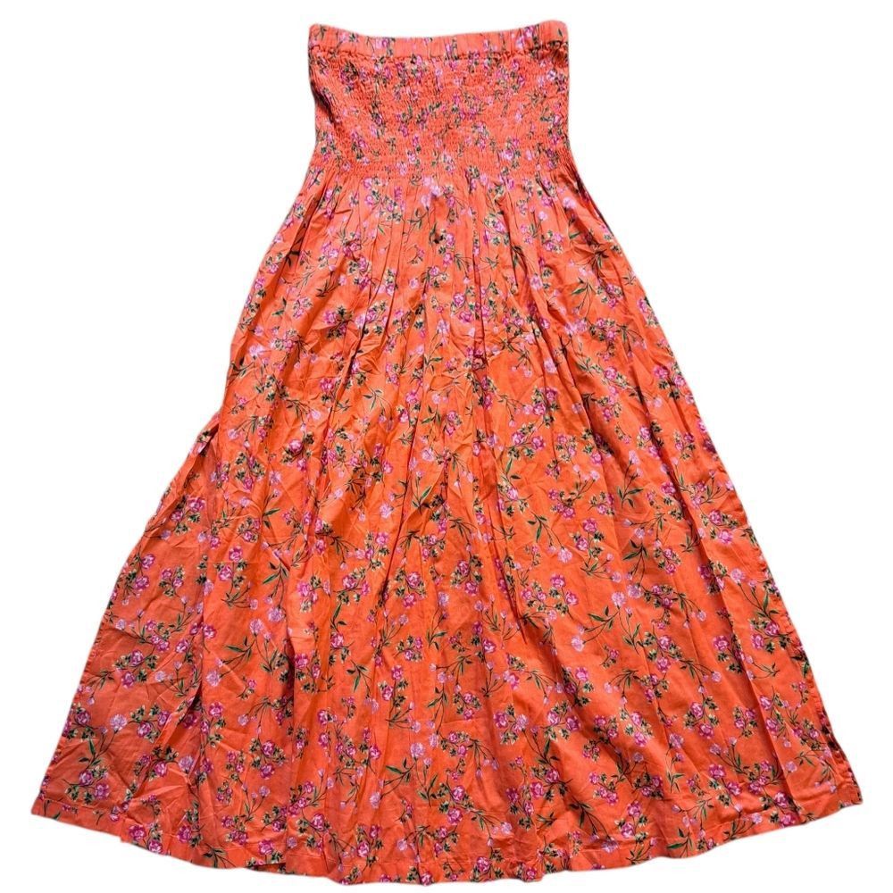 J.Crew J. Crew Smocked Floral Print Midi Skirt Coral XS NWT Size 25" / US 0 / IT 36 - 4 Thumbnail