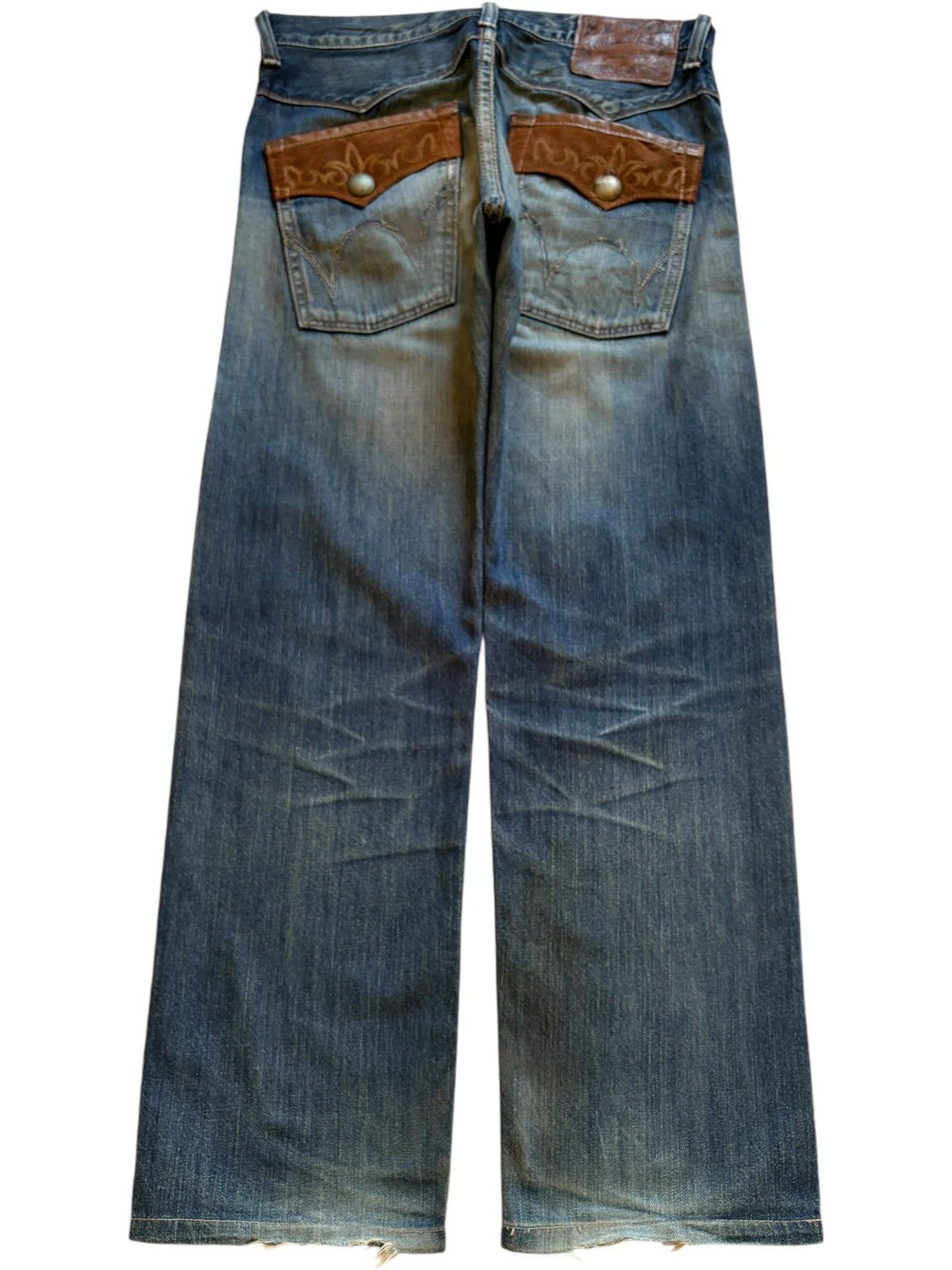 Edwin × Japanese Brand Exclusive Vintage Edwin Japan Mud Wash Distress Loose Jeans Size US 35 - 2 Thumbnail