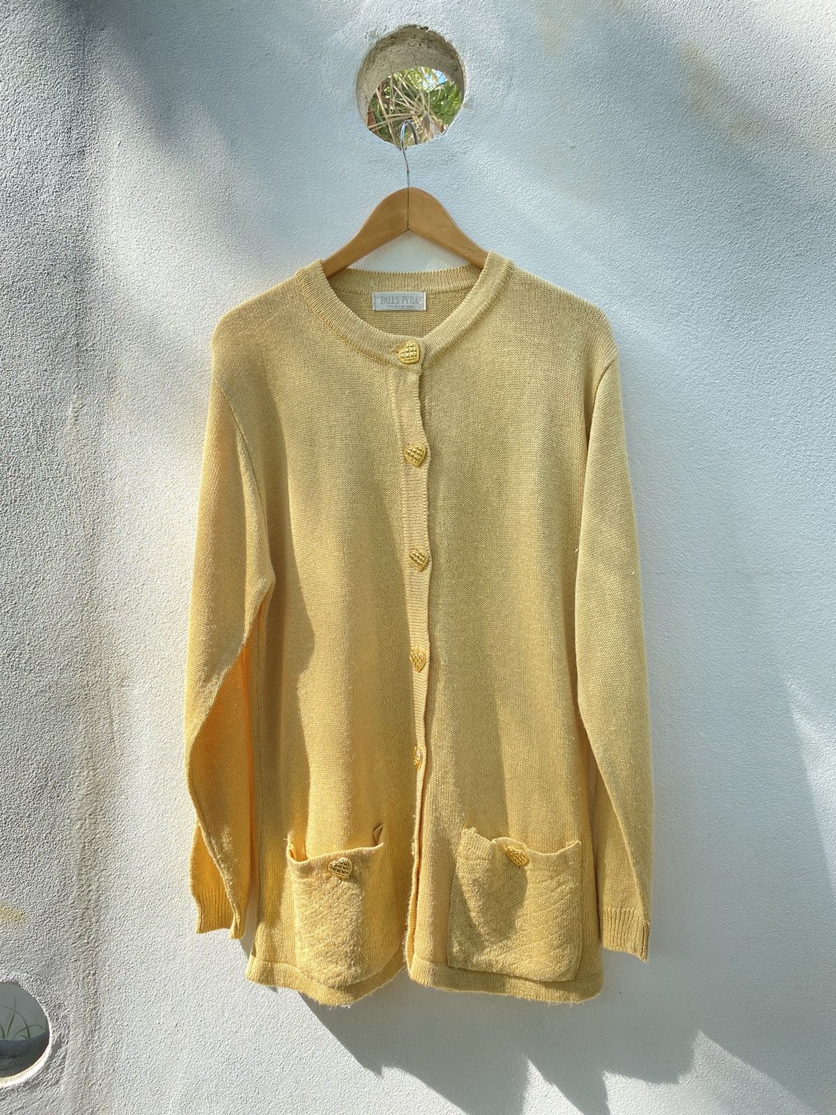 Vintage PALLS PYRA Yellow Knit Cardigan Size M / US 6-8 / IT 42-44 - 7 Thumbnail