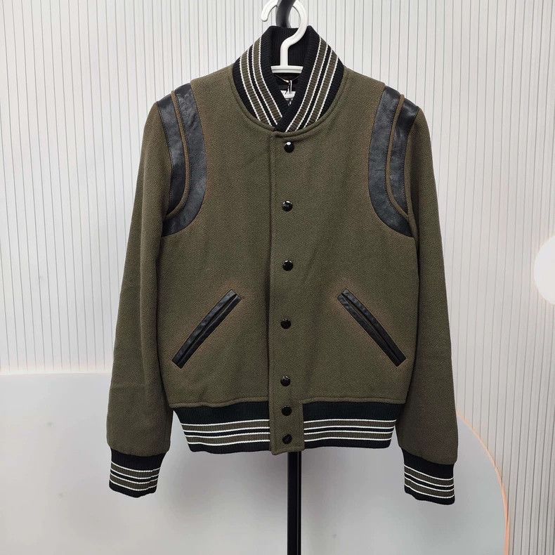 Saint Laurent Paris Saint Laurent Wool Jacket in Dark Gree