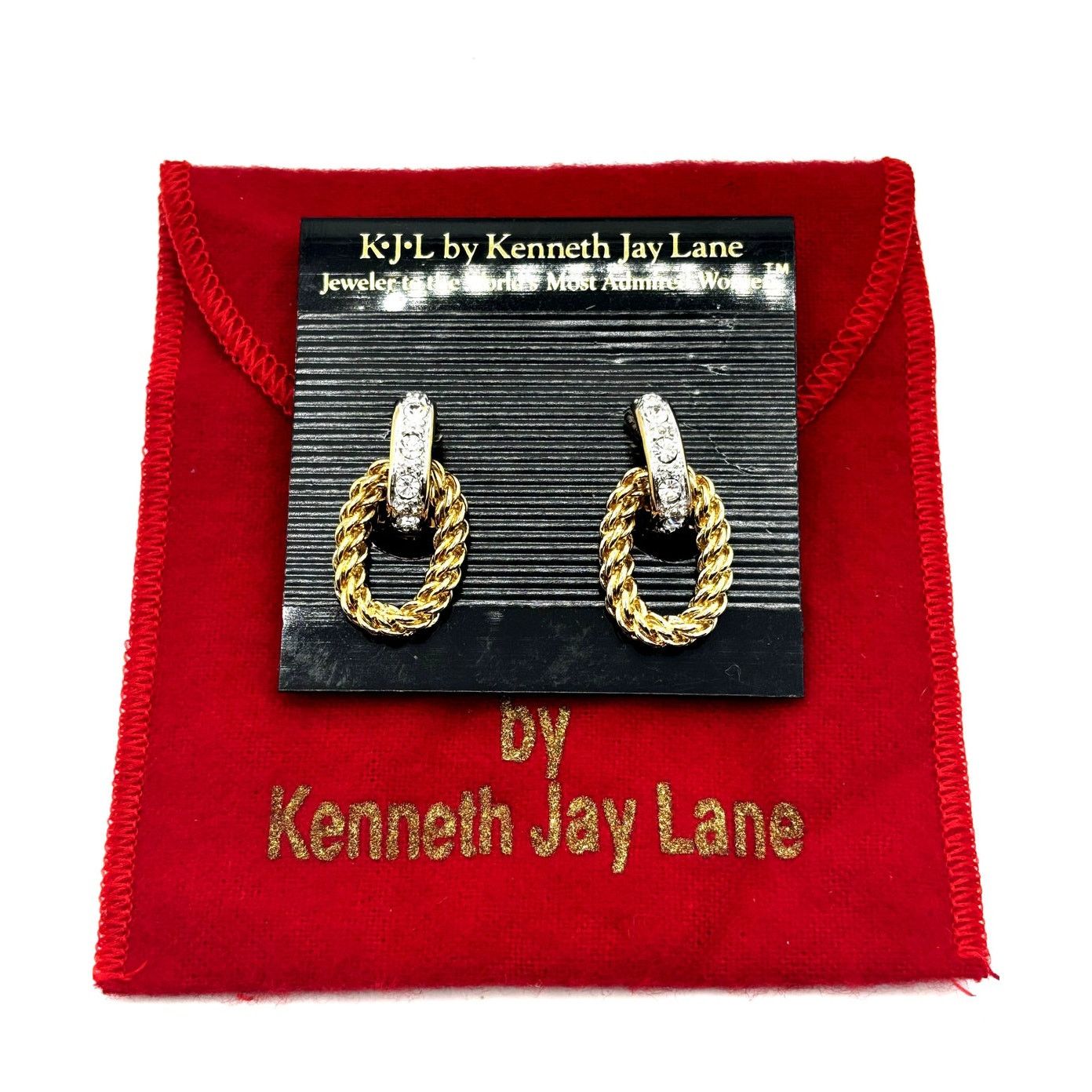 Kenneth Jay Lane KJL BY Kenneth Jay Lane Gold Lux Woven Crystal Rope Earrings Size ONE SIZE - 1 Thumbnail