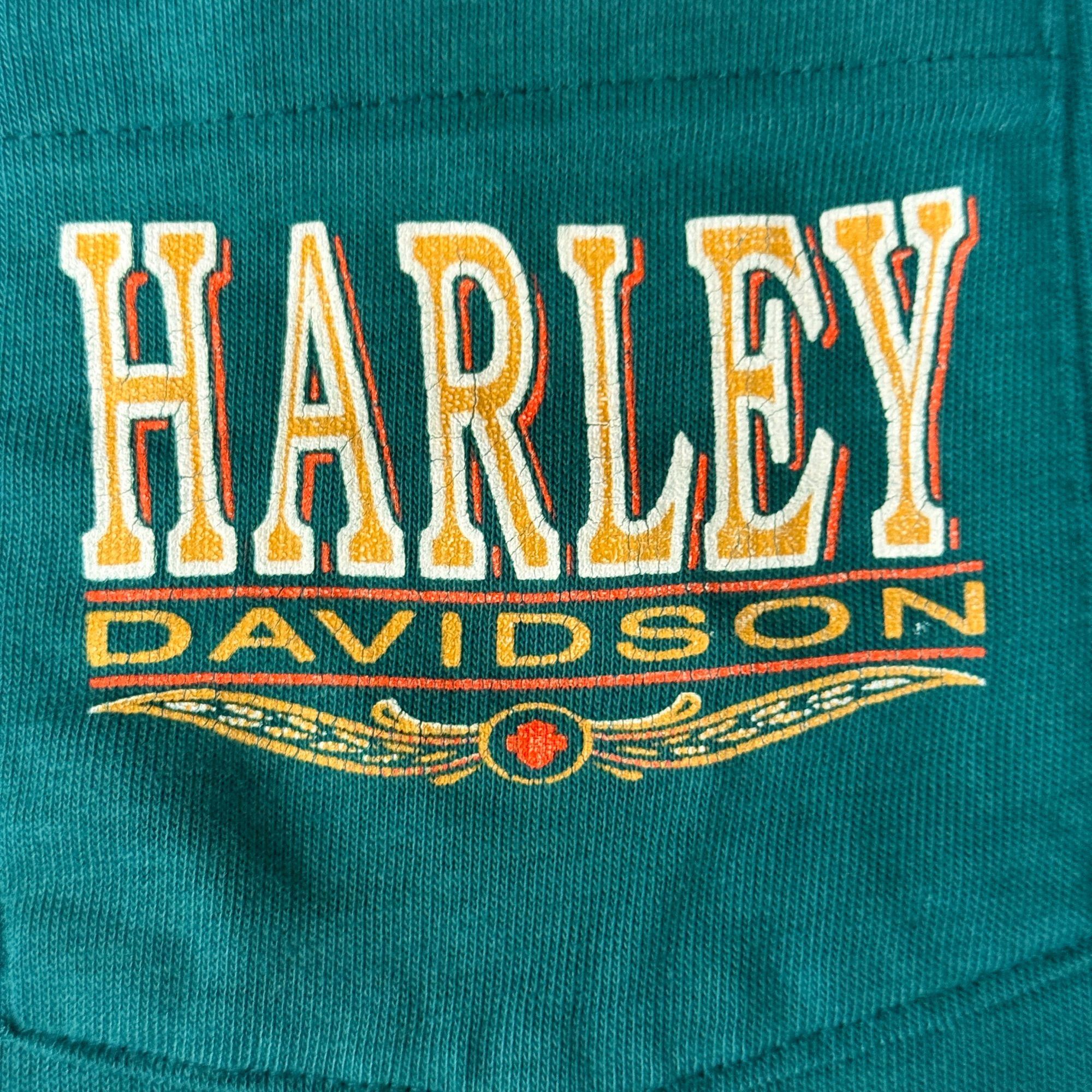 Harley Davidson 80 90's H-D Polo S Charleston Biker POCKET 50/50 T Shirt L Size US L / EU 52-54 / 3 - 3 Thumbnail