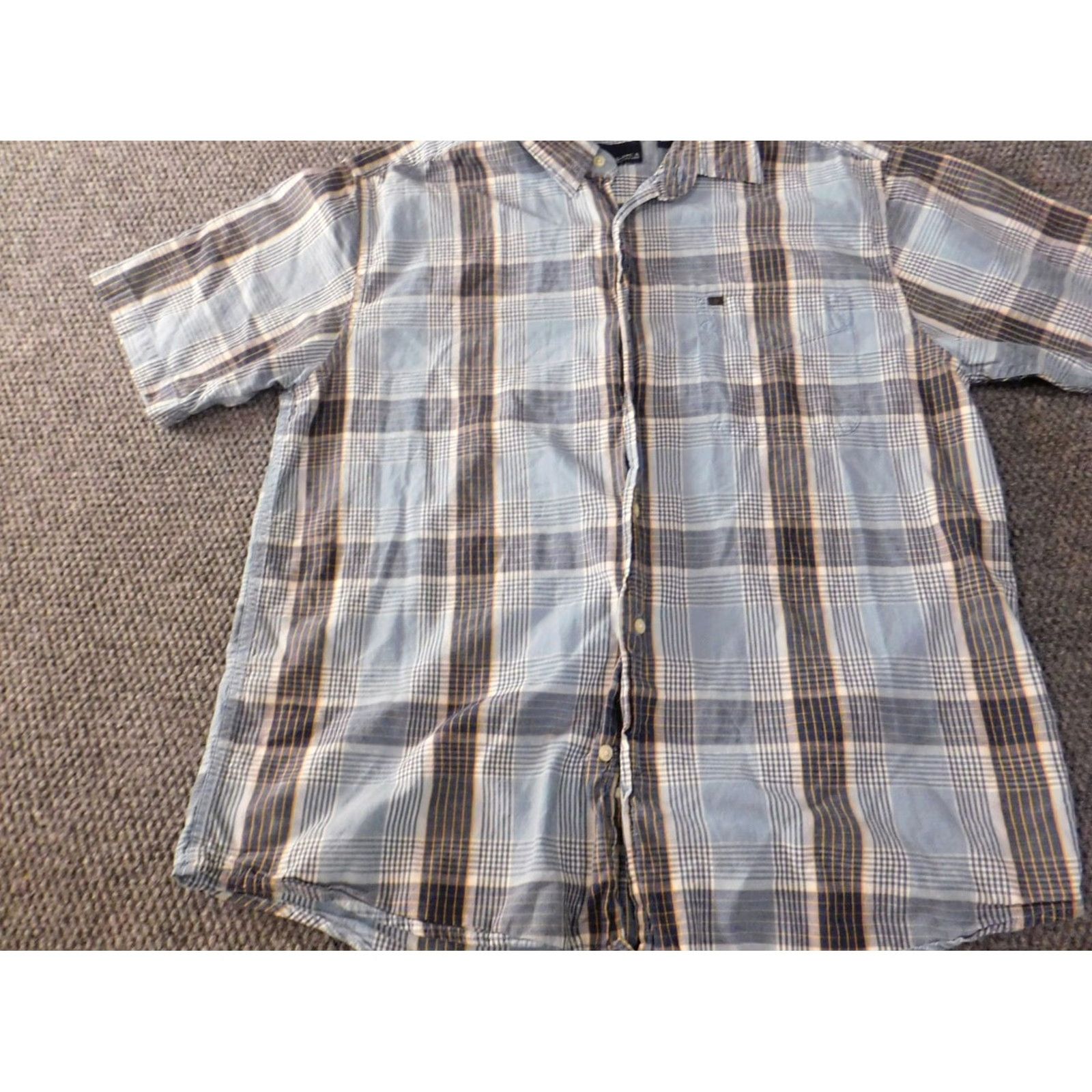 Nautica Nautica Shirt Button-Up Plaid Blue Short Sleeve Casual Mens L Regular Cotton Knit Button-Down Collar Size US L / EU 52-54 / 3 - 3 Thumbnail