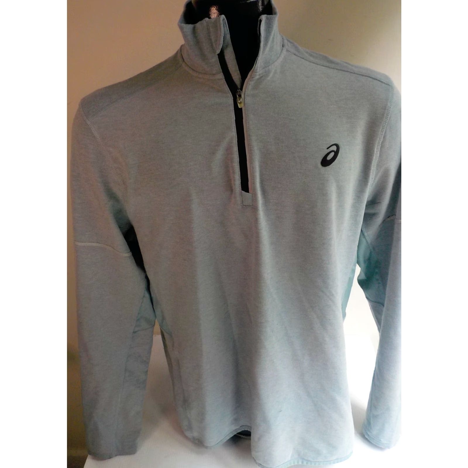 Asics ASICS Long Sleeve 1/4 Zip Pullover Green/Gray Mens L Mock Neck Zip 26.5 Sleeve Side Pocket Good Condition Size US L / EU 52-54 / 3 - 2 Thumbnail