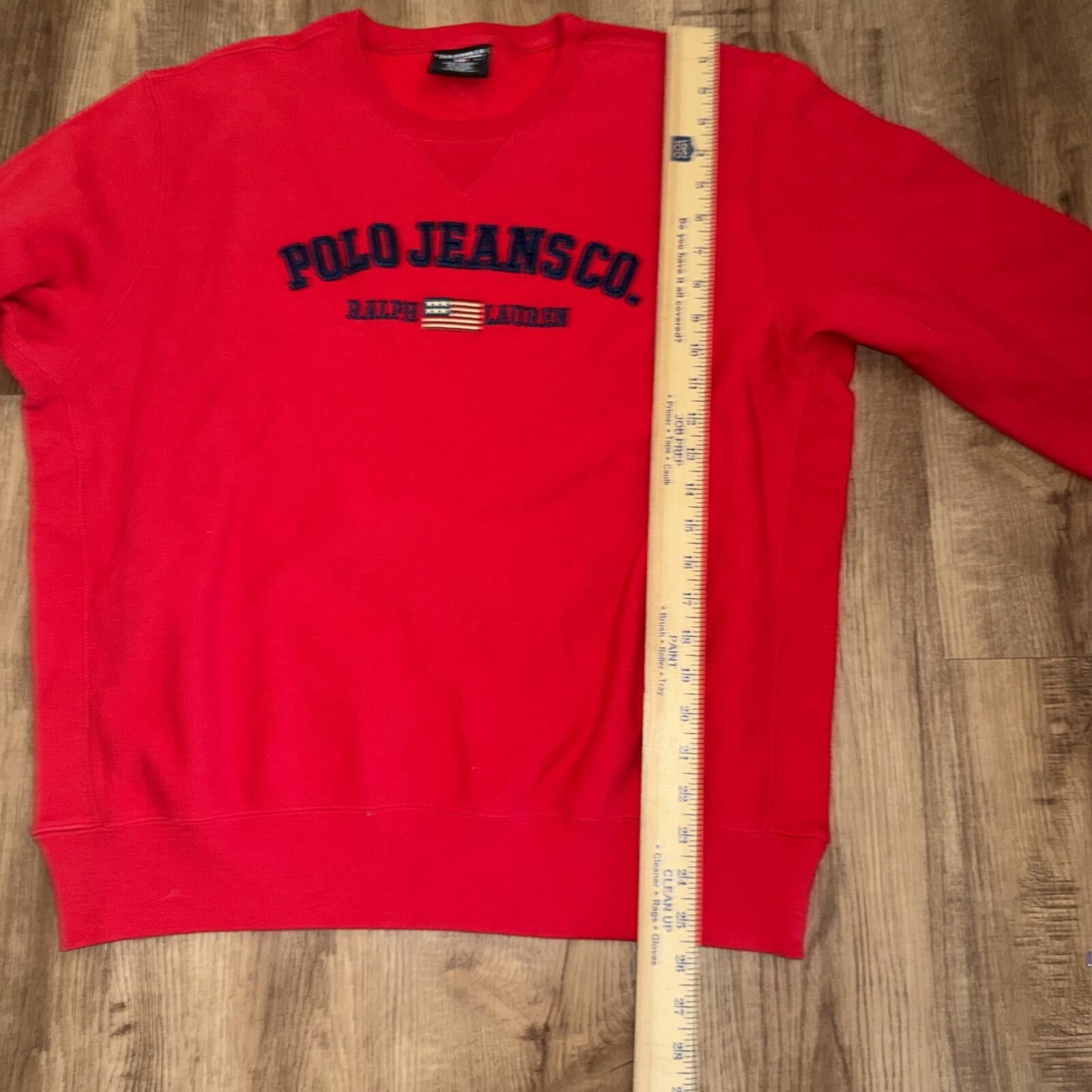 Polo Ralph Lauren Vtg Polo Jeans Co. Ralph Lauren Sweatshirt Spellout Flag Red Size XL / US 12-14 / IT 48-50 - 7 Thumbnail