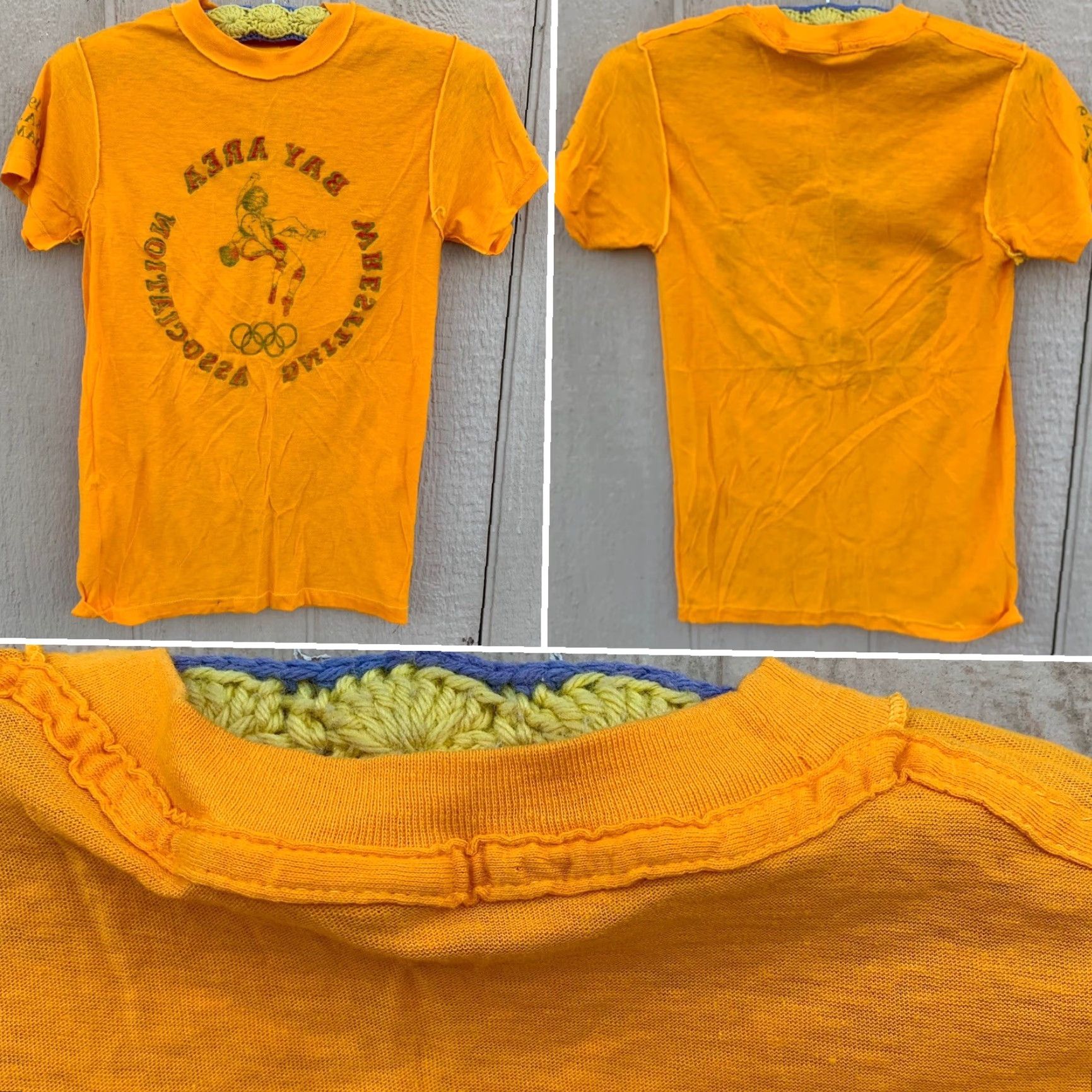 Champion VINTAGE BAWA Champion Bay Area Wrestling Association t shirt Shirt XS S Yellow 80s Sports Men Size US S / EU 44-46 / 1 - 4 Thumbnail
