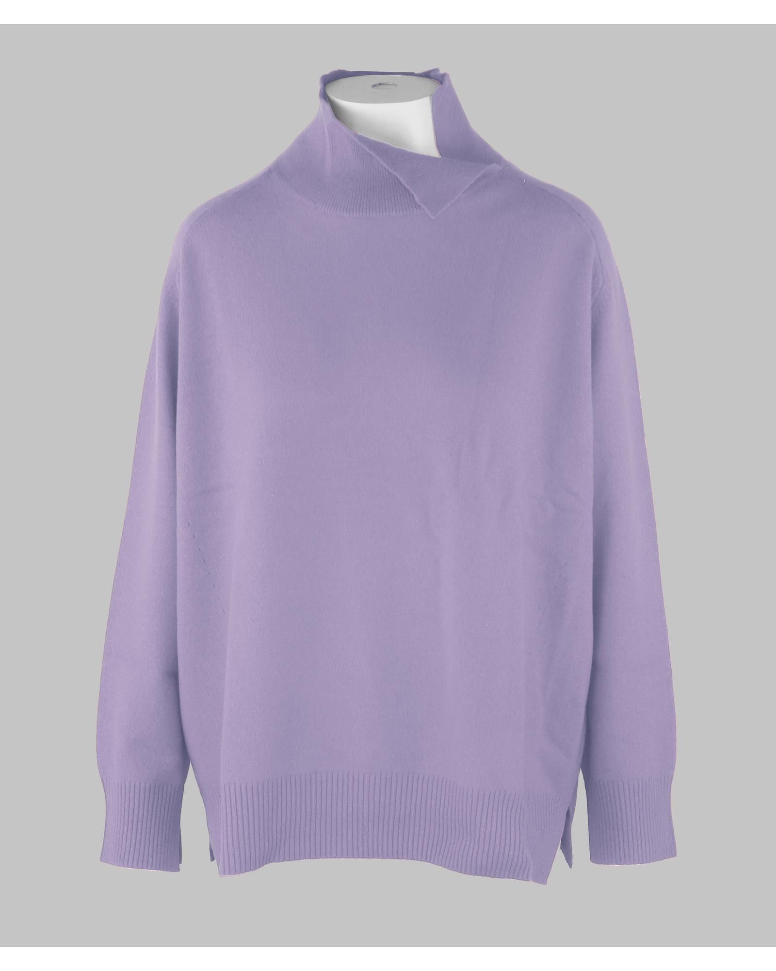 image of Malo Cashmere Blend Turtleneck Sweater in Violet, Women's (Size XS)