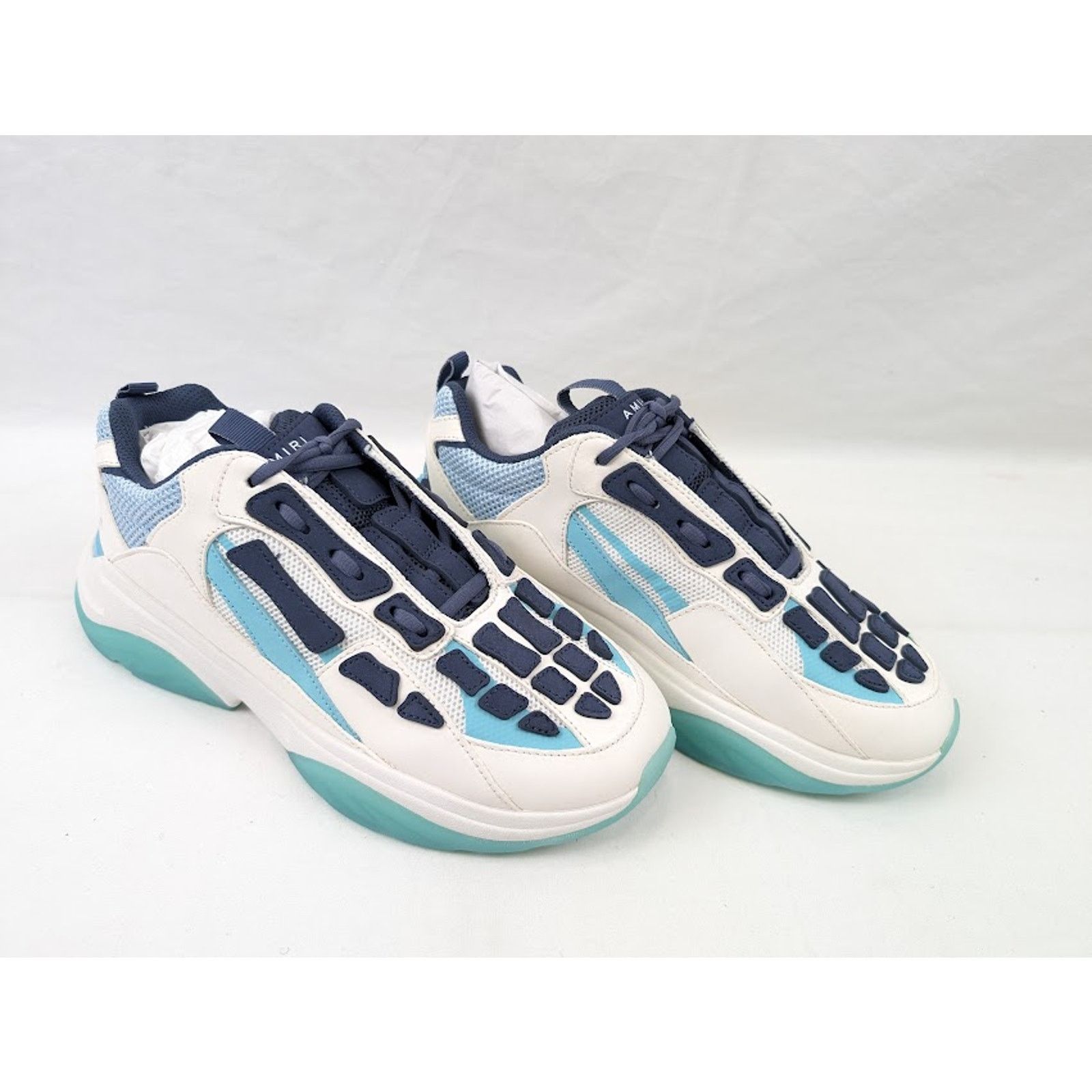Amiri o1rshd1 Bone Runner Low-Top Sneakers in Baby Blue Size US 13 / EU 46 - 13 Thumbnail