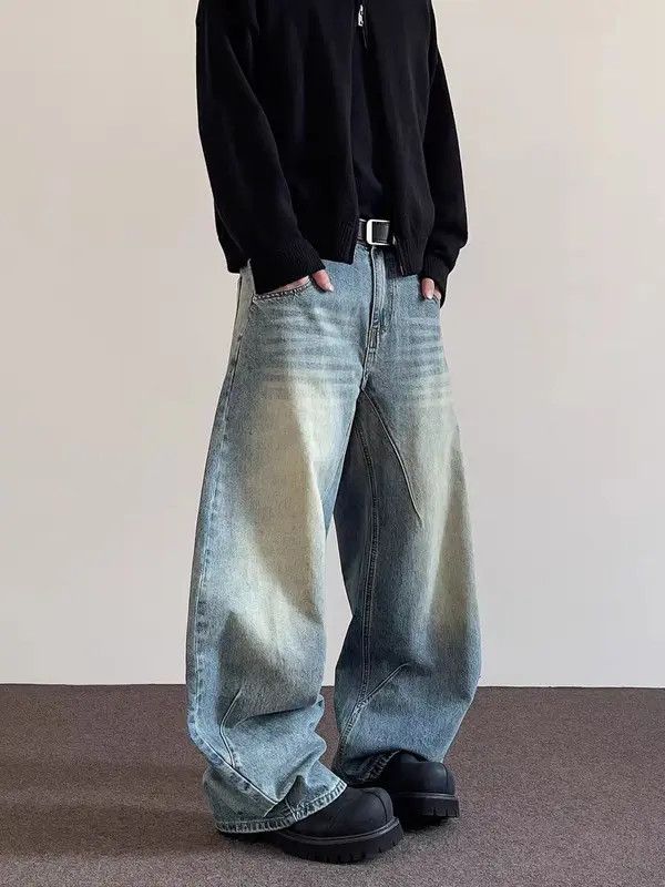 VIBE Retro washed curved knife baggy casual jeans Size US 32 / EU 48 - 7 Thumbnail