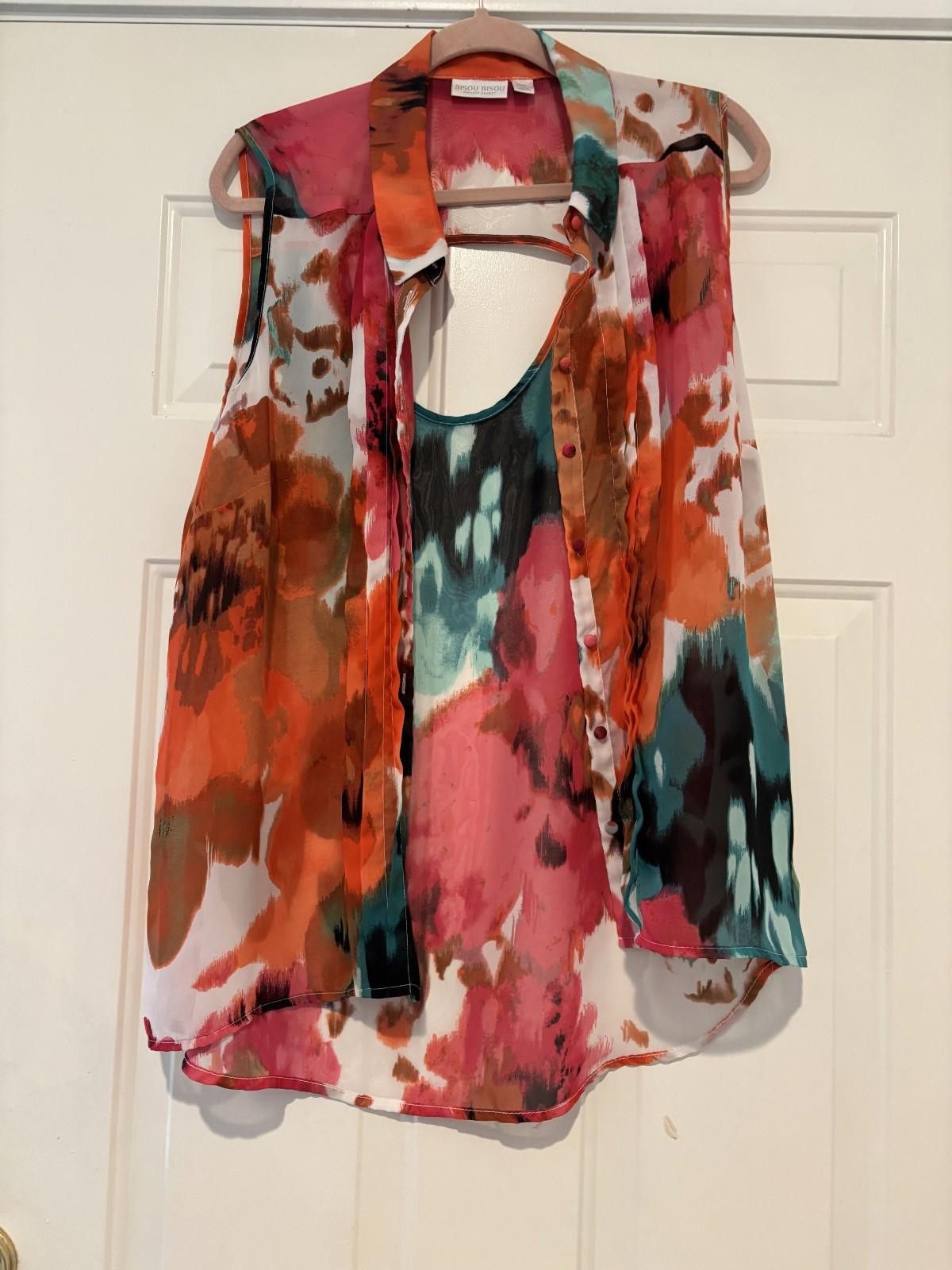 Misunderstood Womens Bisou Bisou floral sleeveless sheer blouse sz XL #337 Size XL / US 12-14 / IT 48-50 - 1 Thumbnail