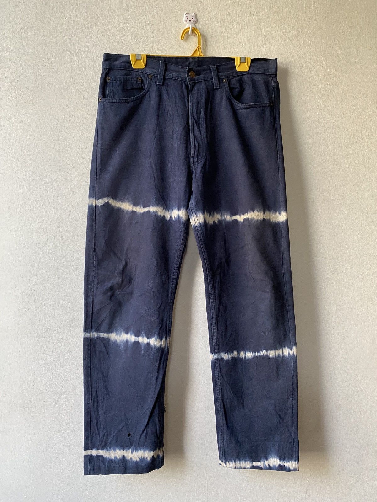 Levi's × Levi's Vintage Clothing × Vintage Vintage 90s Levi’s 501 Blue White Tye Dye Distressed Denim Size US 34 / EU 50 - 1 Thumbnail