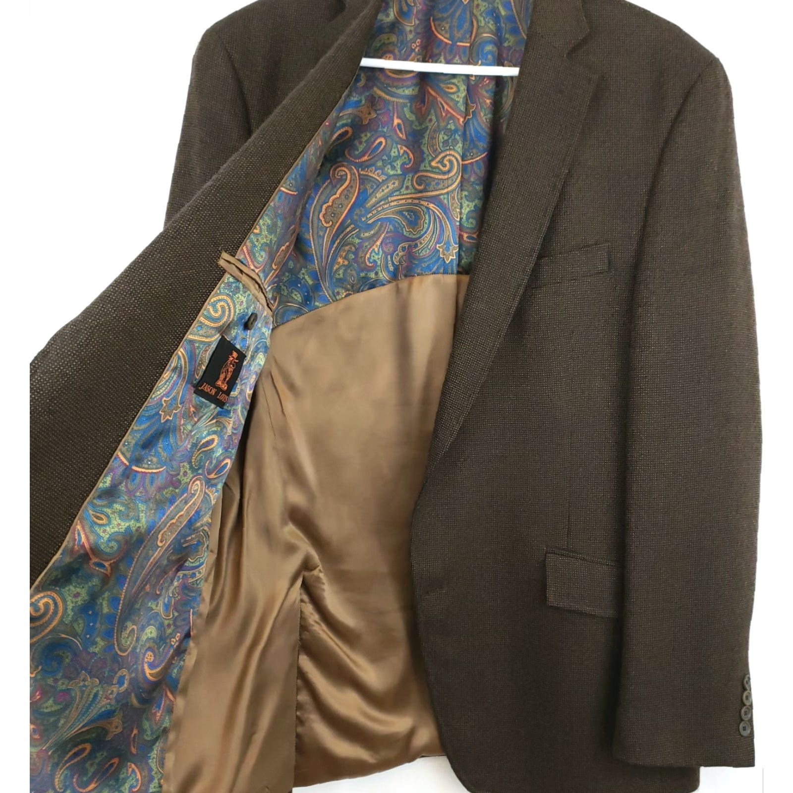 Tallia VINTAGE Tallia Brown Wool Blazer Men 44L Single-Breasted Suit Coat Office Business Size 44R - 4 Thumbnail