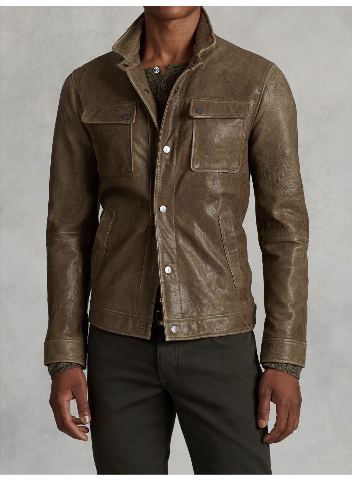 John Varvatos Snap Front Leather Trucker Jacket EU 50 USA 40 Size US M / EU 48-50 / 2 - 3 Thumbnail