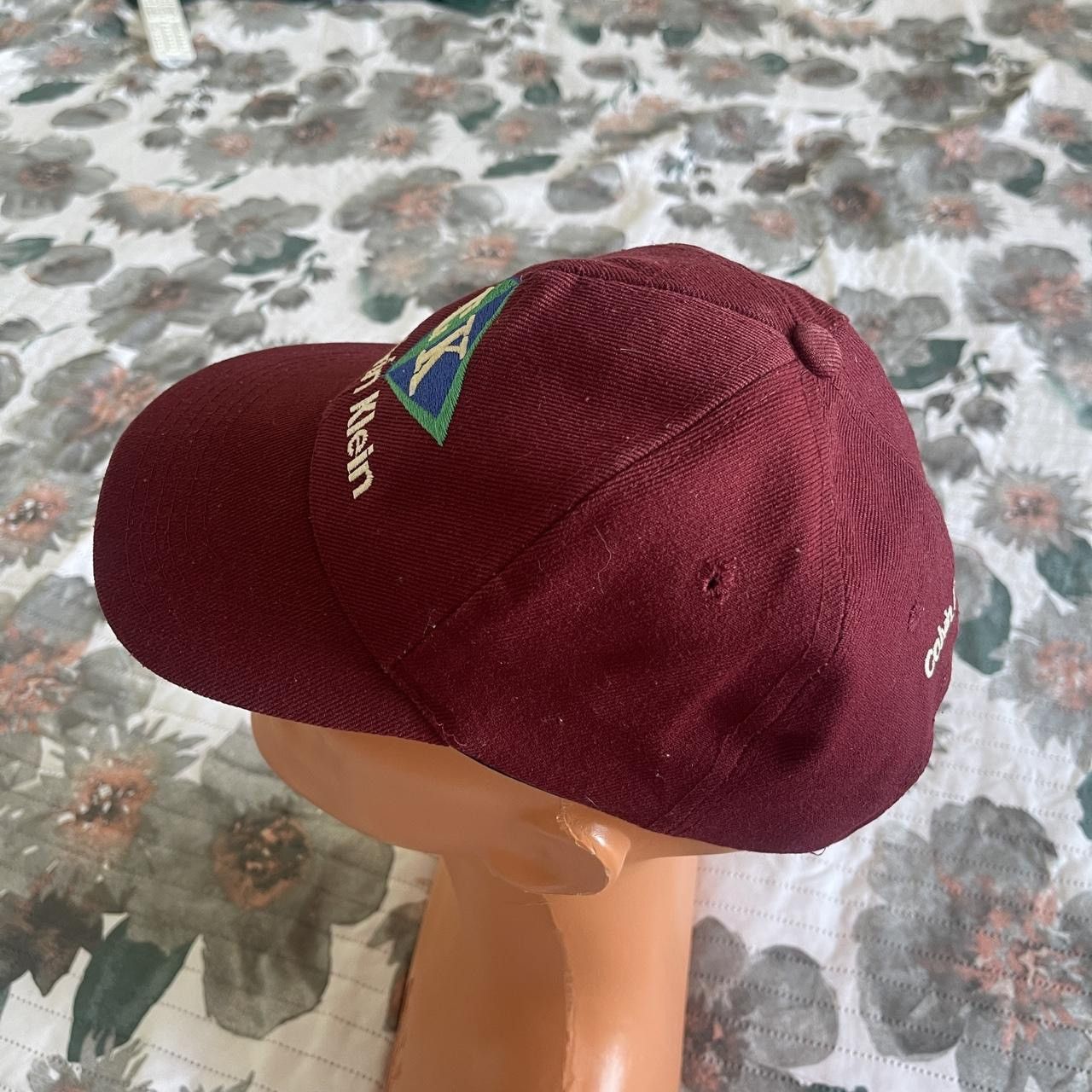 Calvin Klein Vintage Calvin Klein Spellout Logo hat Cap Burgundy Size ONE SIZE - 3 Thumbnail