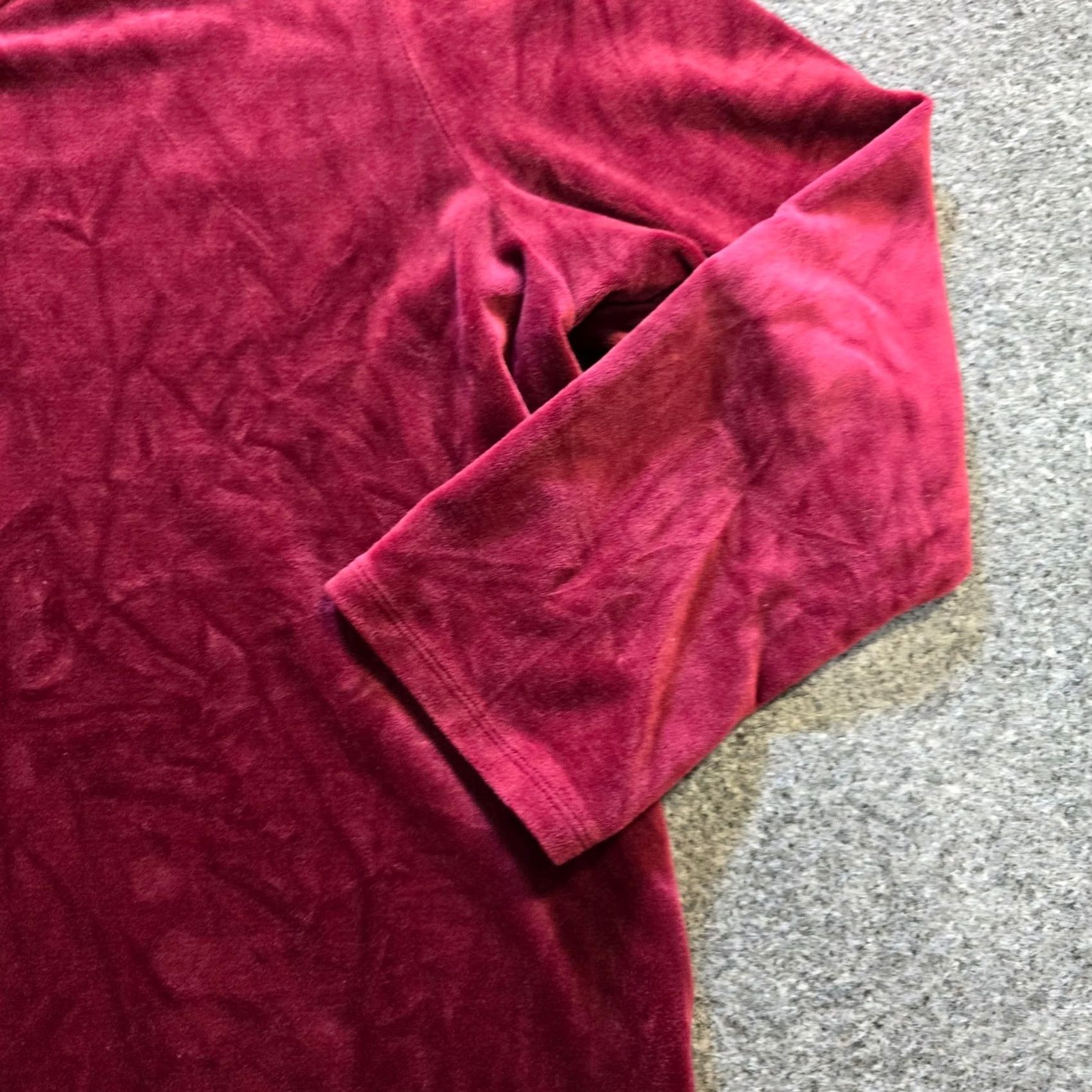 J. Jill J. Jill Top Womens XL Petite Red Velour Long Sleeve Stretch Casual Career Shirt Size XL / US 12-14 / IT 48-50 - 3 Thumbnail