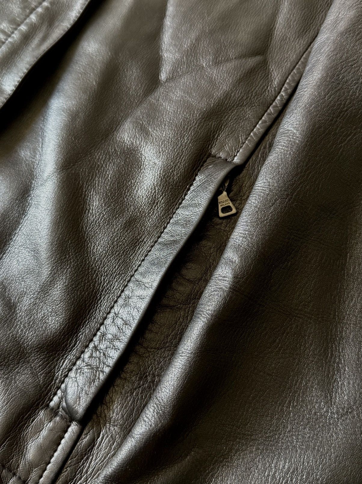 Prada Prada - 1999 - Velcro Zippered - Leather Jacket Size XS / US 0-2 / IT 36-38 - 6 Thumbnail