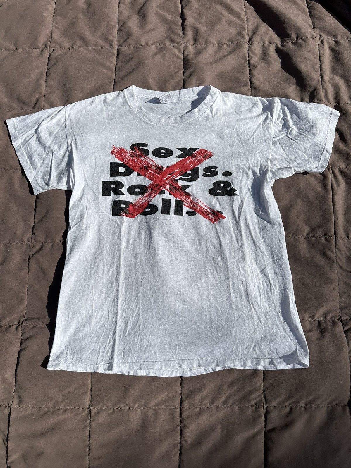 Embroidered T-Shirt - Sex & Drugs & Rock & Roll graphic