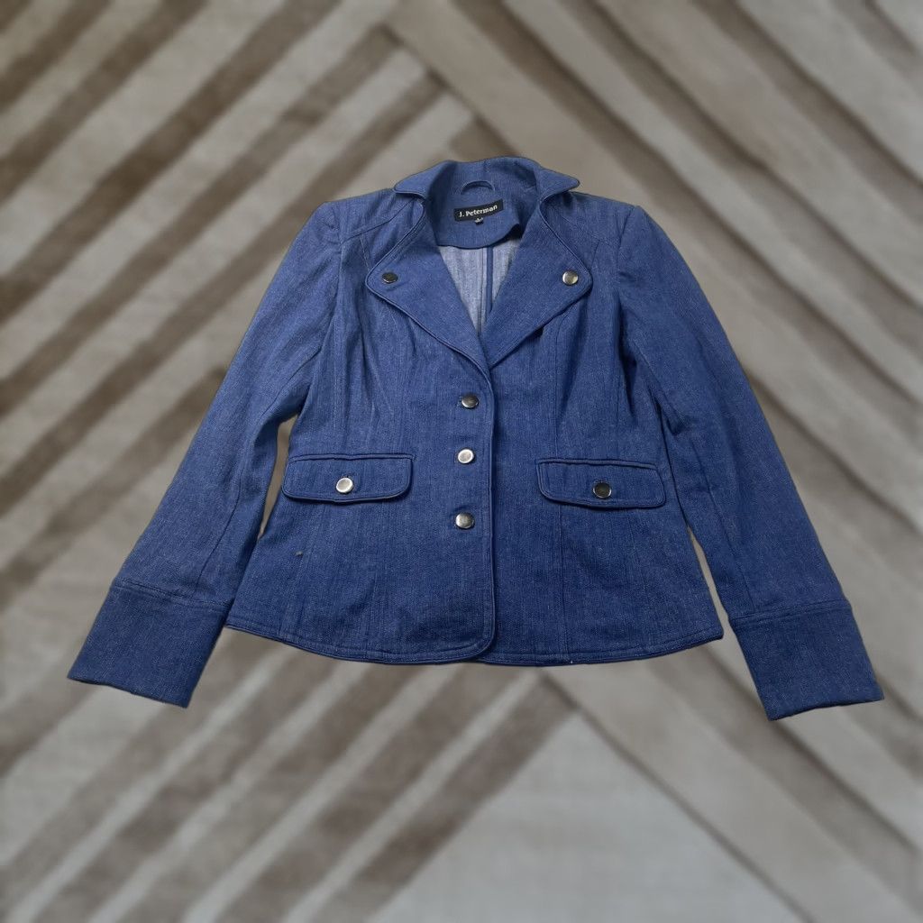 Vintage J Peterman Womens Denim Jacket Blue Pockets Button Long Sleeve Size 8 - Regular - Jacket Size M / US 6-8 / IT 42-44 - 1 Thumbnail