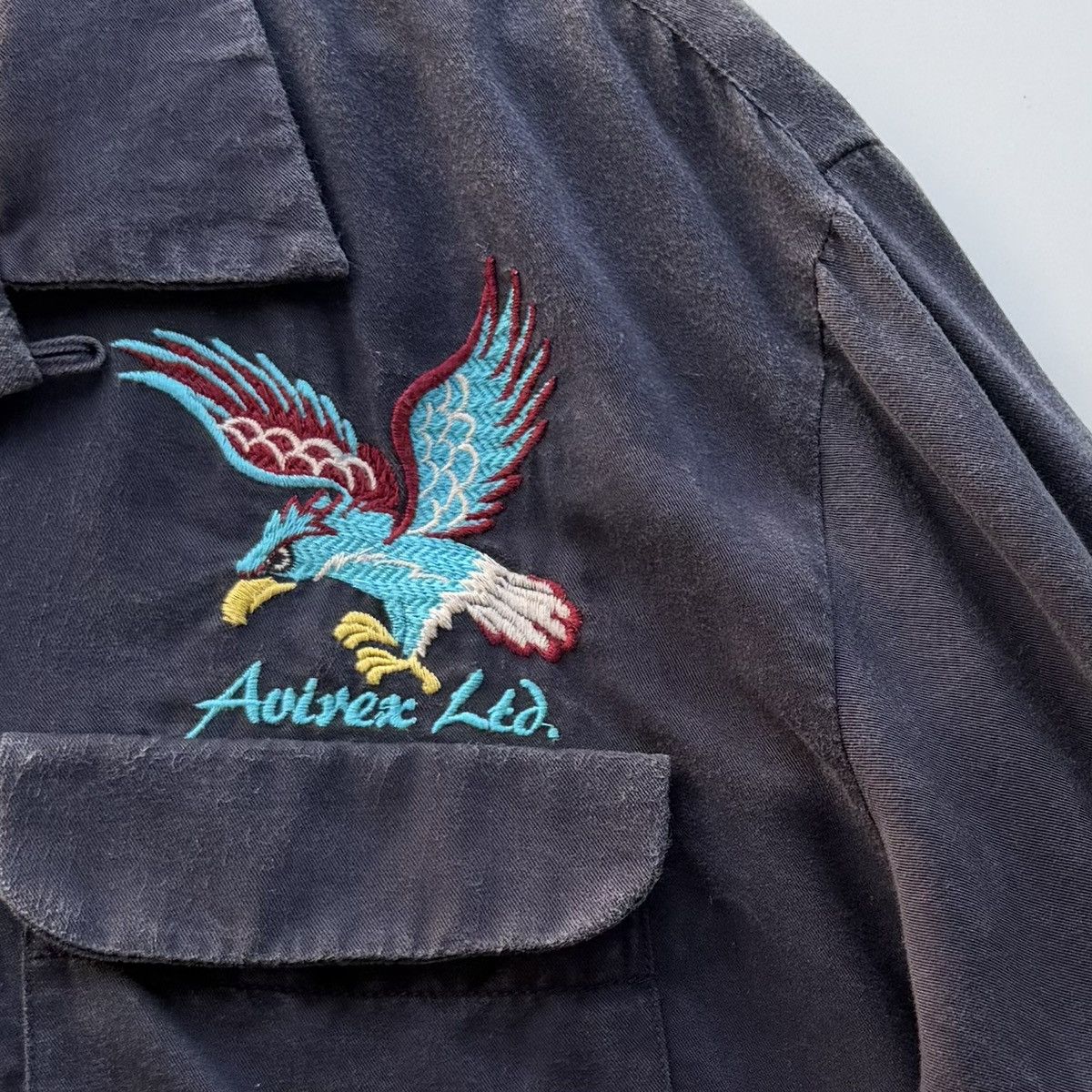 Avirex Avirex Type Blue Dragon Embroidered Button Up Shirt Size US XXL / EU 58 / 5 - 6 Thumbnail