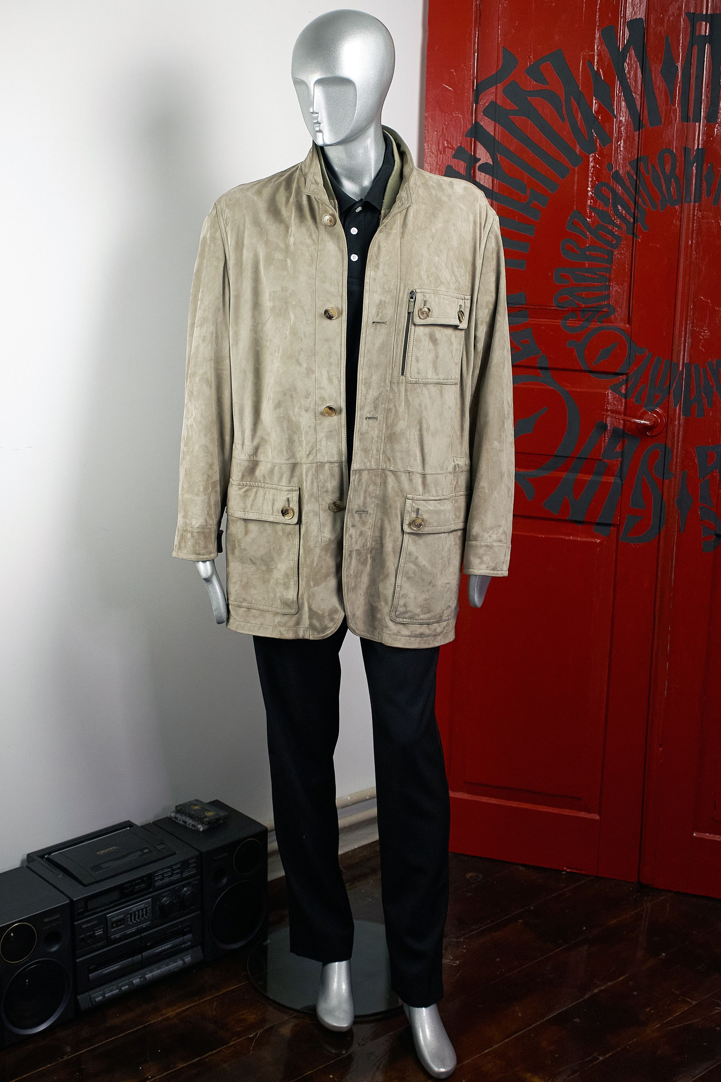 Ermenegildo Zegna Ermenegildo Zegna Goat Suede Leather Jacket, Taupe, Italy Size US XXL / EU 58 / 5 - 6 Thumbnail