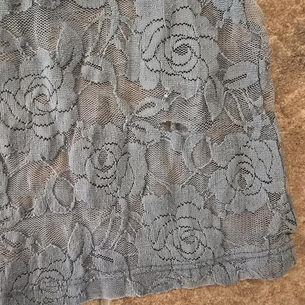 Designer Grey Floral Lace Detailed Racerback Size M / US 6-8 / IT 42-44 - 3 Thumbnail