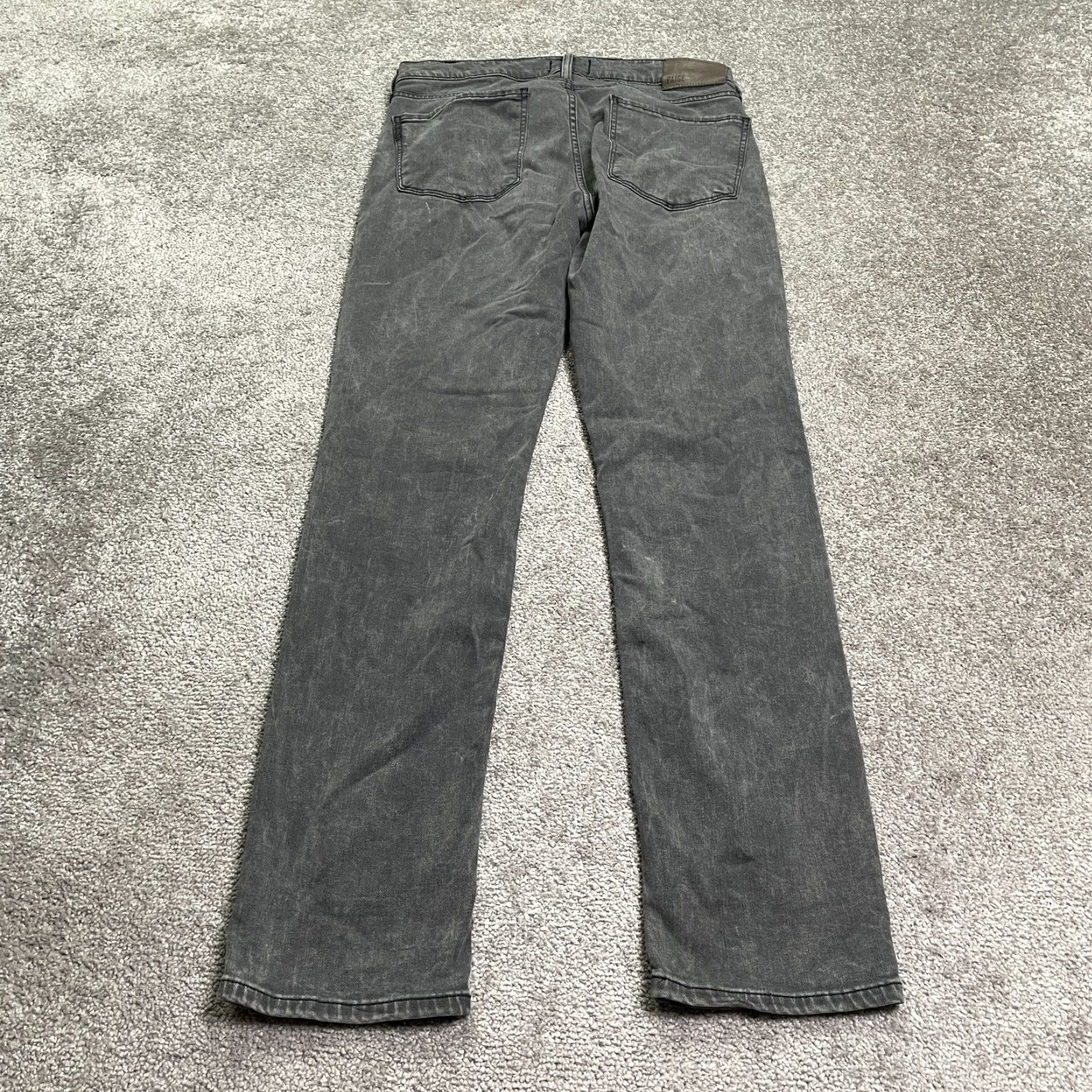 Paige Paige Lennox Jeans Mens 32 Black Charcoal Wash Straight Denim 5-Pocket Distressed Stretch 32x32 Regular Mid Rise Mens Size US 32 / EU 48 - 2 Thumbnail