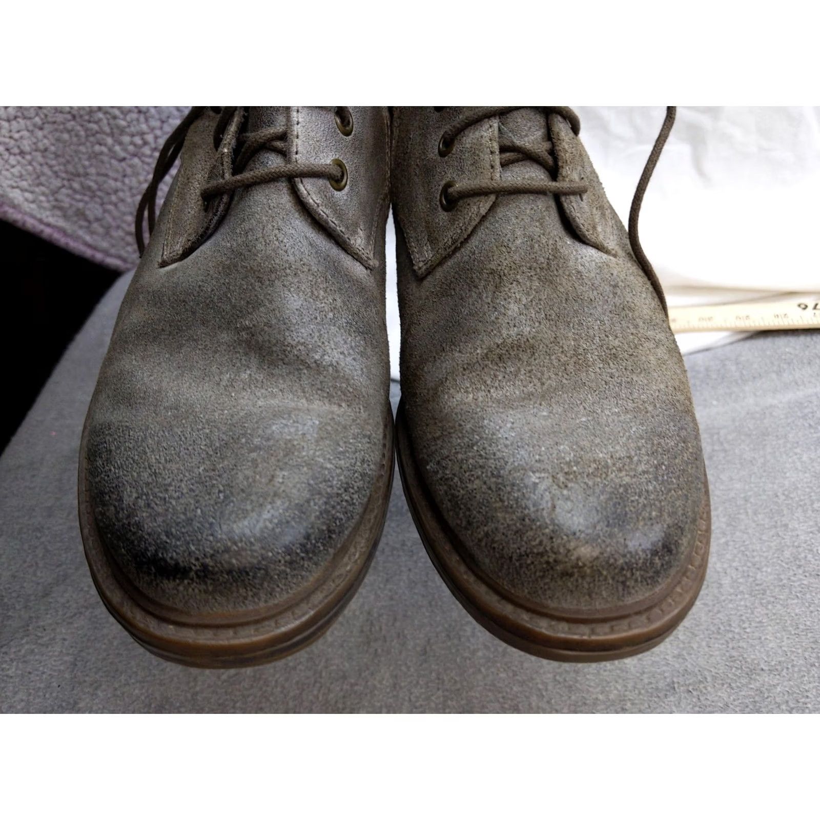 Vintage Gallivant Combat Boots Womens 9.5 Gray Leather Ankle Zip Strap Block Heel Casual Shoes Size US 10 / IT 40 - 3 Thumbnail