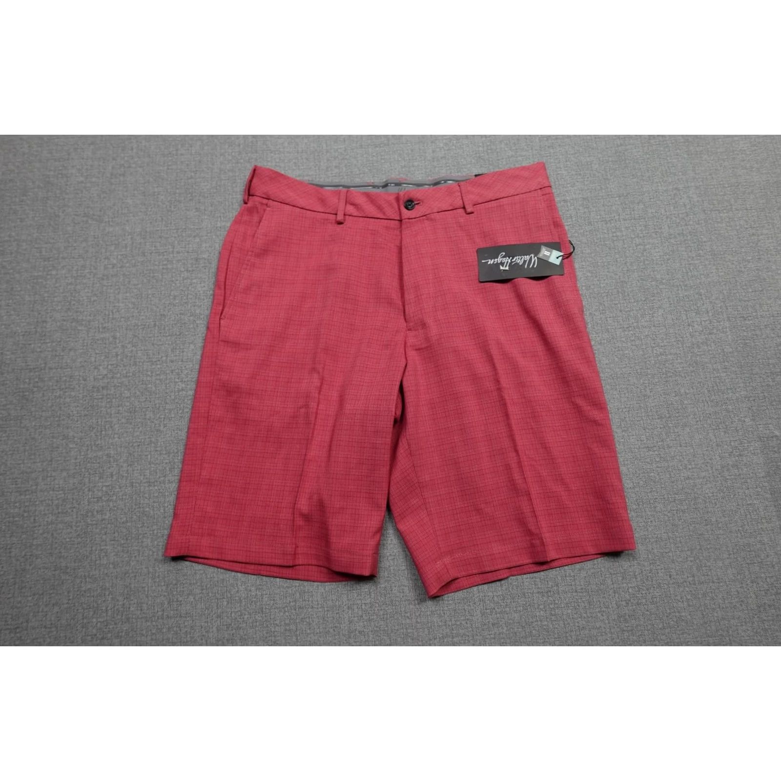 Vintage Walter Hagen Perfect 11 Shorts Mens 35 Pink Plaid Chino Golf 10 Inseam Stretch Size US 35 - 4 Thumbnail