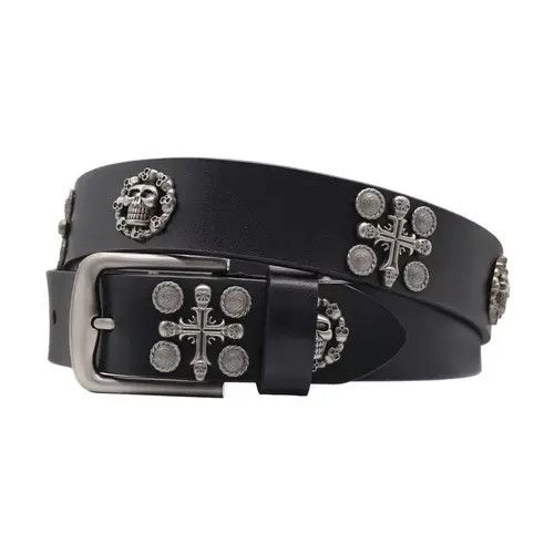 VIBE Cross Skull Rivet Belt Size ONE SIZE - 8 Thumbnail