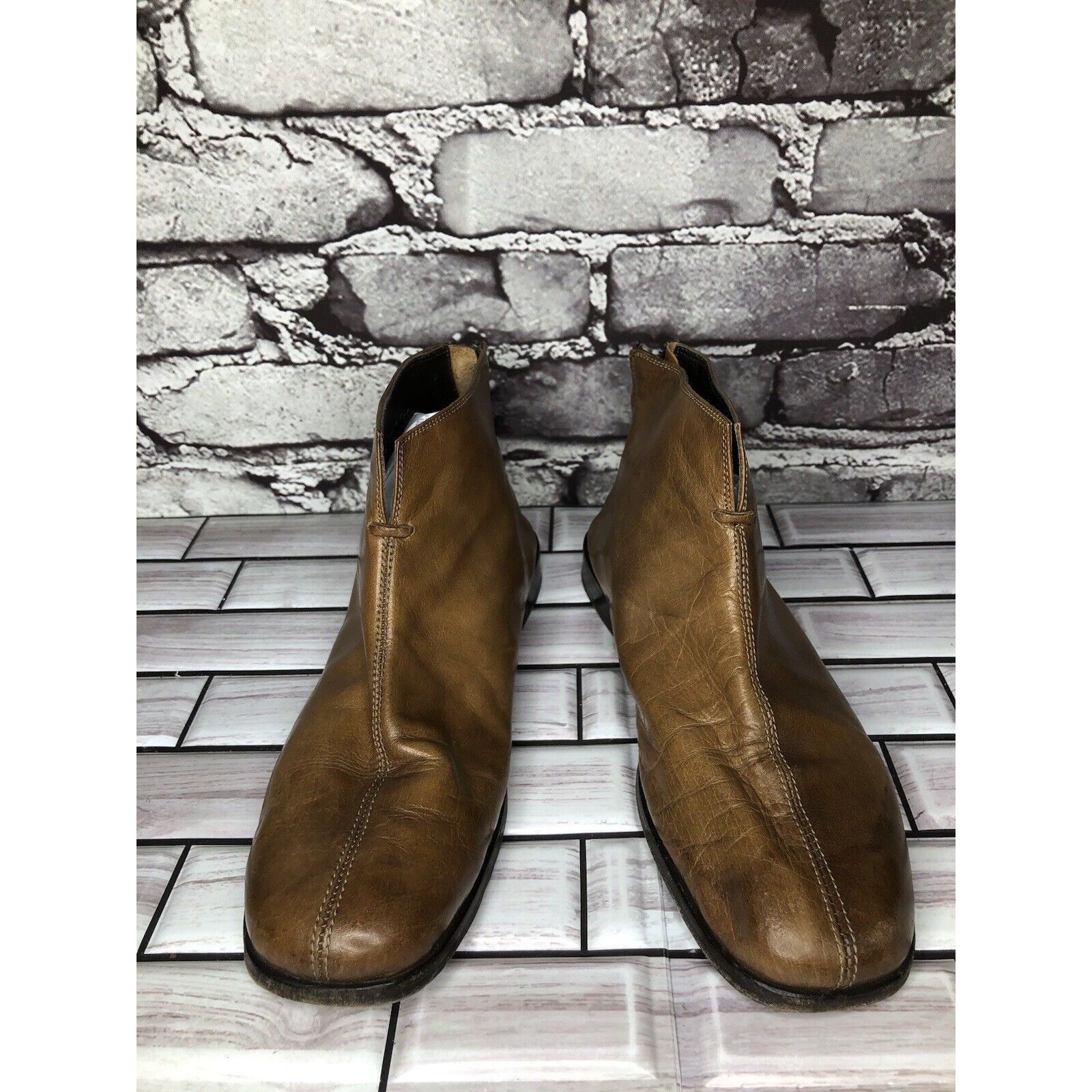 Other AGL Brown Leather Casual Back Zip Booties Ankle Boots Shoes Size US 6 / IT 36 - 2 Thumbnail