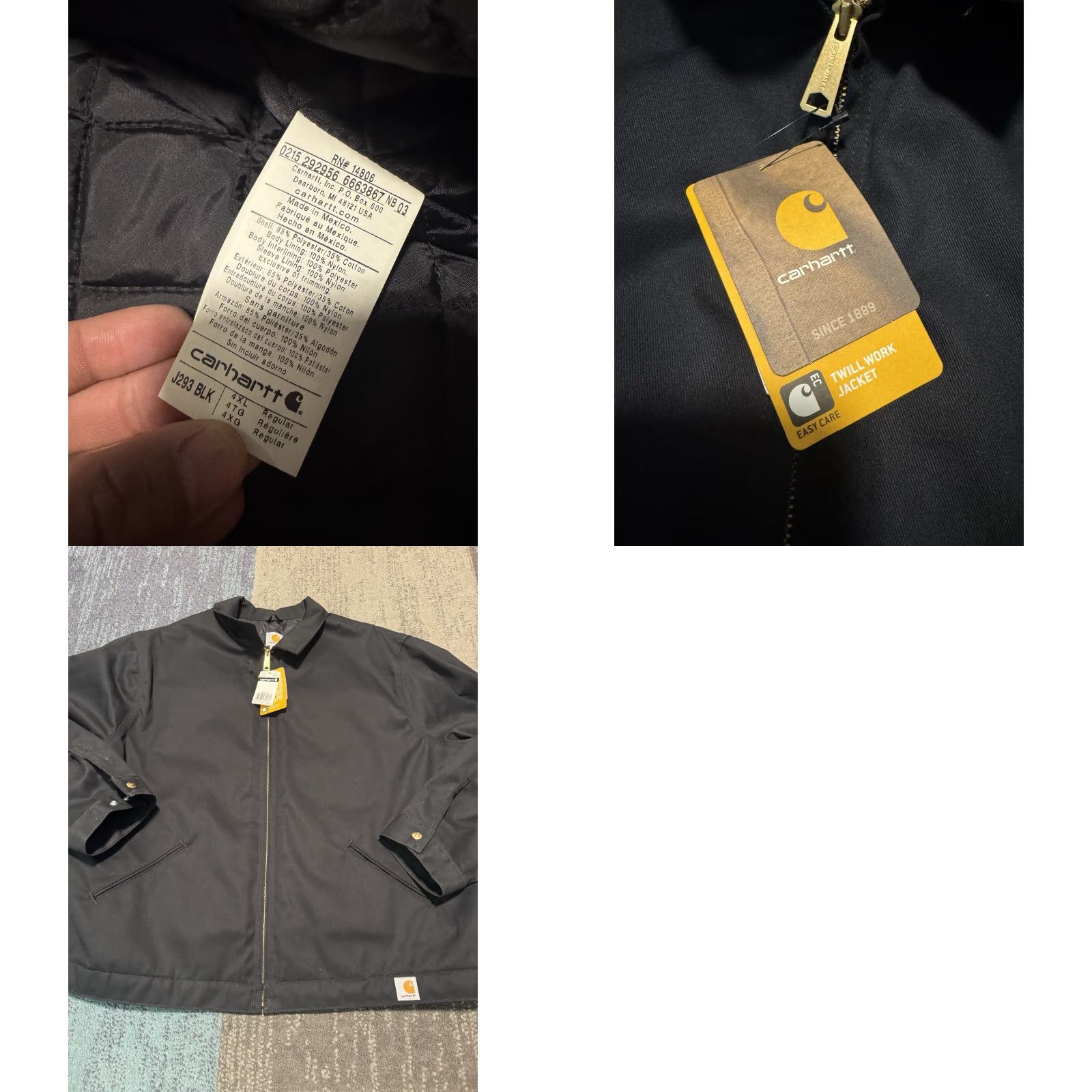 Carhartt VINTAGE Carhartt Men's Workwear Lined Bomber Twill Work Jacket J293 BLK Black 4XL NWT Size US XXL / EU 58 / 5 - 10 Thumbnail