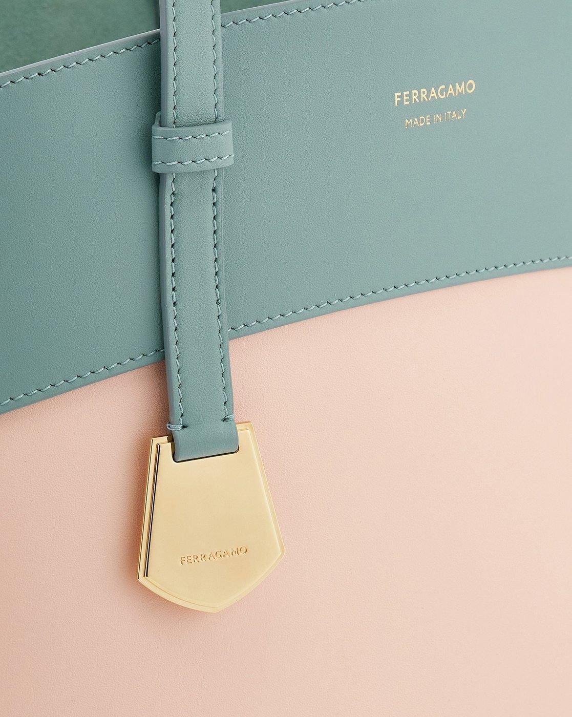 Salvatore Ferragamo o1s1rm0824 Size: OS / Charming Tote Bag in Sea Green/Pink Size ONE SIZE - 7 Thumbnail