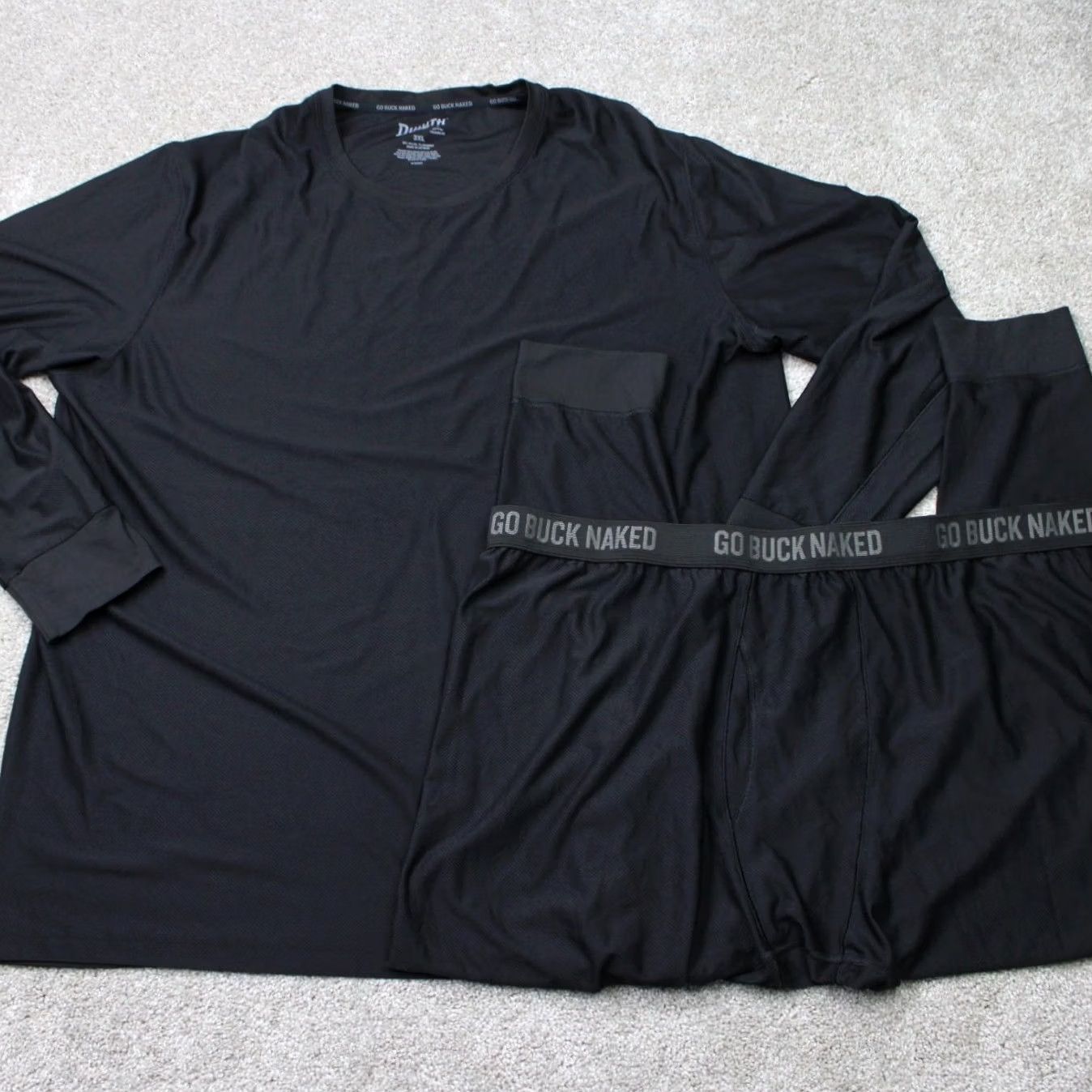 Vintage Duluth Buck Naked Shirt Mens 3XL Black Base Layer L/S Crew Neck Jersey Pullover Shirt & Pants Set Outdoor Hiking Size US XXL / EU 58 / 5 - 2 Thumbnail
