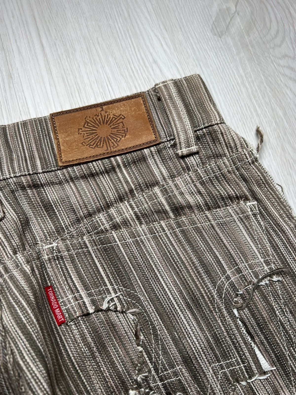 If Six Was Nine Tornado Mart Shadow Stripe Fringe Flared Denim Size US 29 - 6 Thumbnail