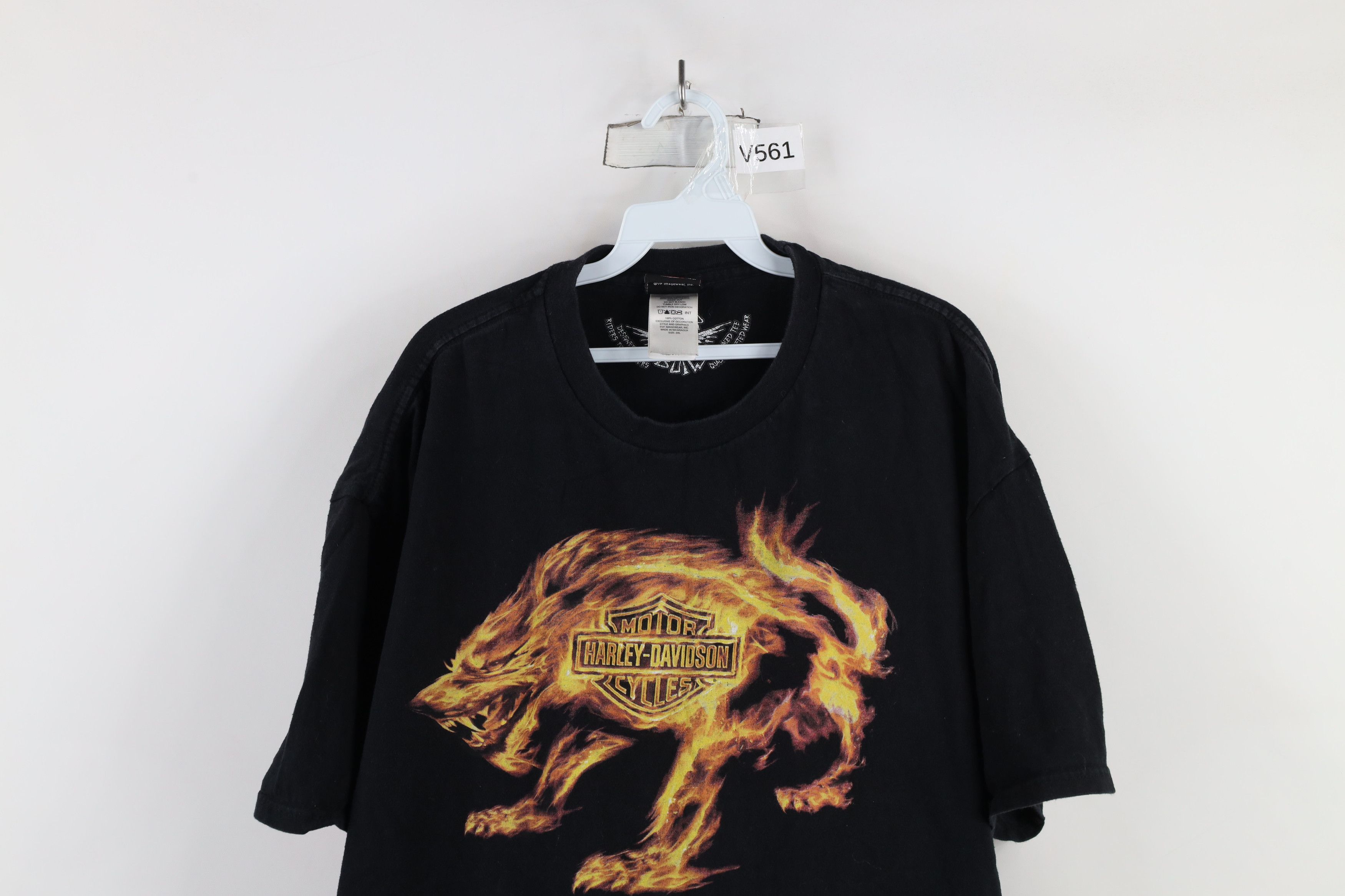Harley Davidson × Vintage Vintage Y2K Harley Davidson Flames Wolf Short Sleeve T-Shirt Size US XXL / EU 58 / 5 - 2 Thumbnail