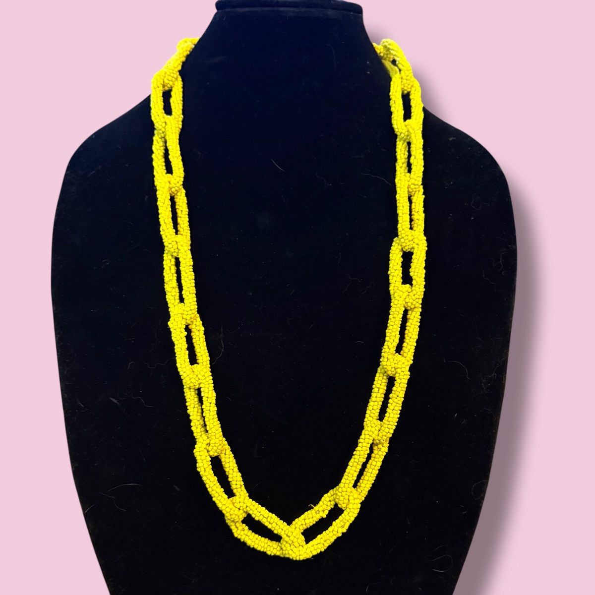 Vintage Vintage chunky yellow seed bead chain link necklace Size ONE SIZE - 1 Thumbnail
