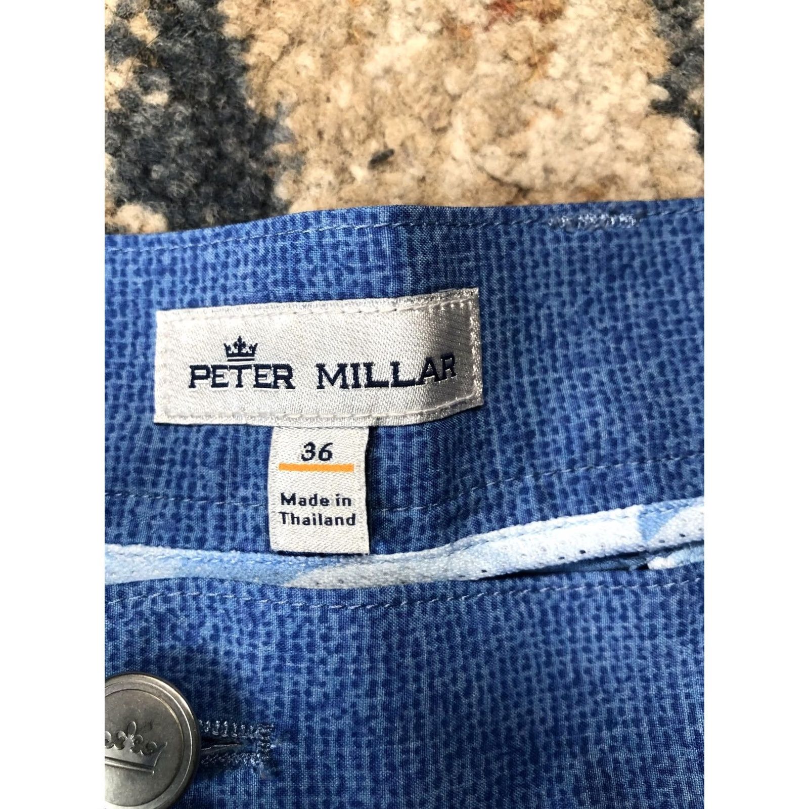 Peter Millar Peter Millar Shorts Mens 36 Blue Geometric Chino 10 Inseam Golf Casual Summer Mens Size US 36 / EU 52 - 3 Thumbnail